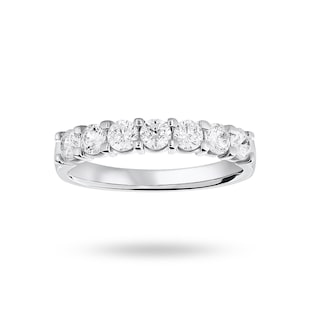 Mappin & Webb 18ct White Gold 0.75cttw Round Brilliant Cut Diamond 7 Stone Claw Set Half Eternity Ring
