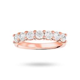 06507121 - 18ct Rose Gold 1.00cttw Round Brilliant Cut Diamond 7 Stone Claw Set Half Eternity Ring