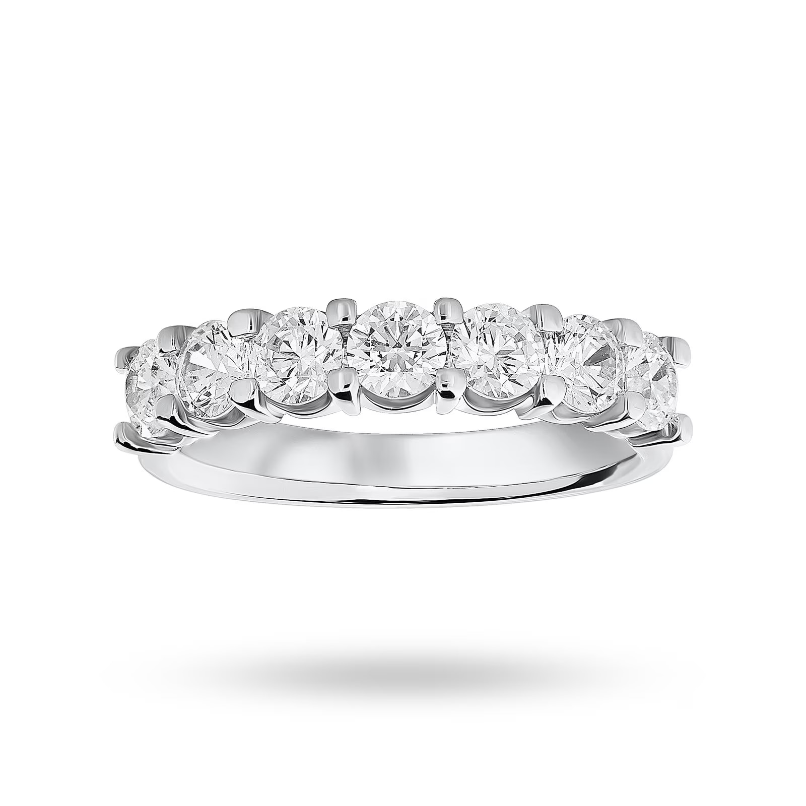 Platinum 1.30cttw Round Brilliant Cut Diamond 7 Stone Claw Set Half Eternity Ring - Ring Size X