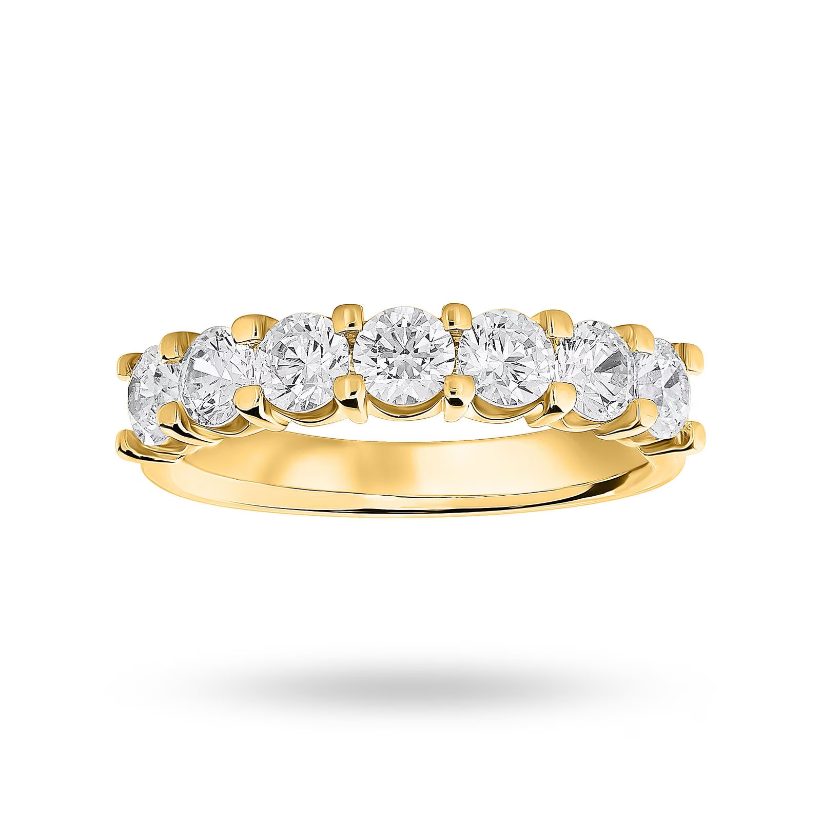 18ct Yellow Gold 1.30cttw Round Brilliant Cut Diamond 7 Stone Claw Set Half Eternity Ring - Ring Size O