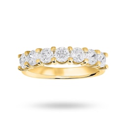 06507127 - 18ct Yellow Gold 1.30cttw Round Brilliant Cut Diamond 7 Stone Claw Set Half Eternity Ring