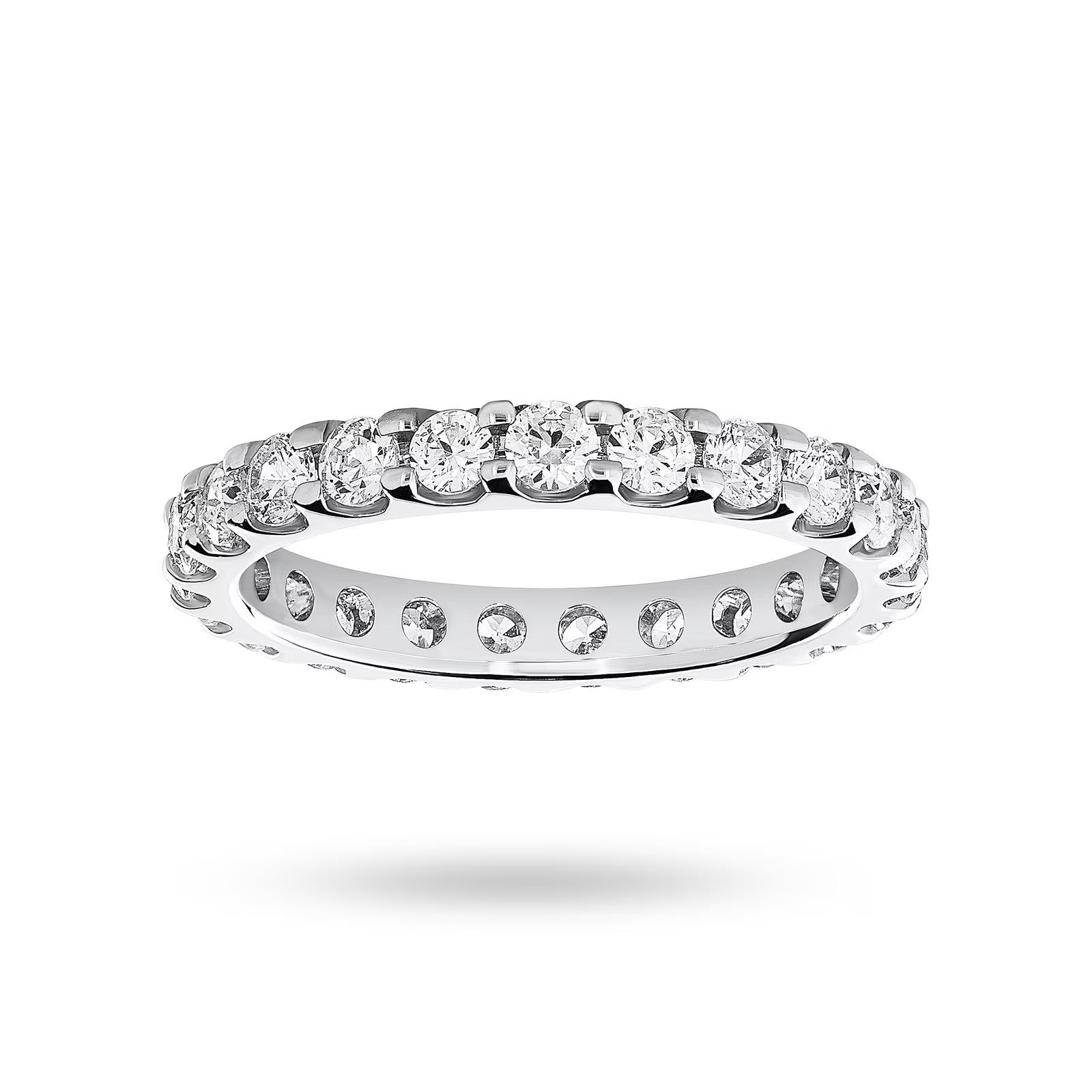 Platinum 1.50cttw Round Brilliant Cut Diamond Claw Set Full Eternity Ring - Ring Size N