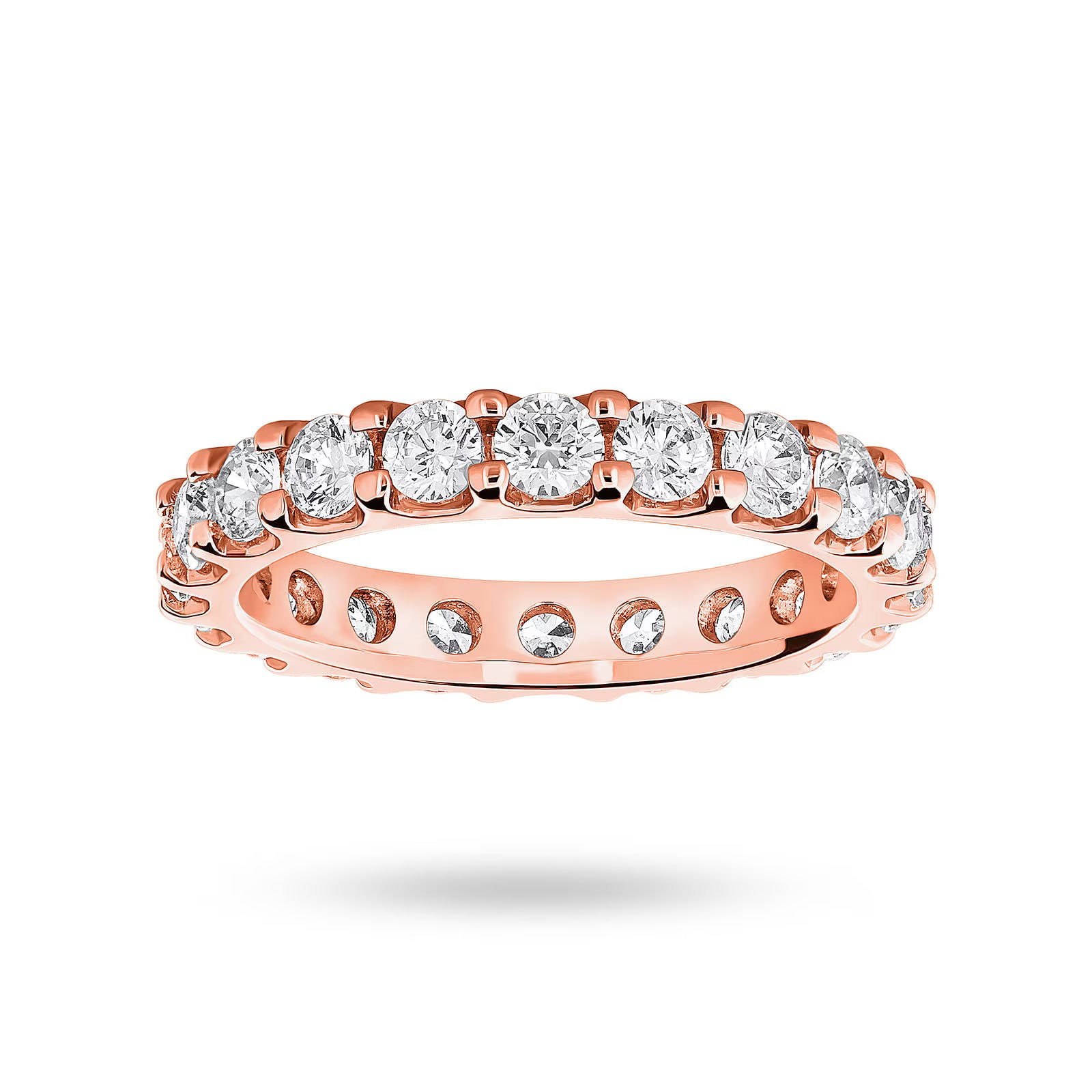 18ct Rose Gold 2.00cttw Round Brilliant Cut Diamond Claw Set Full Eternity Ring - Ring Size I