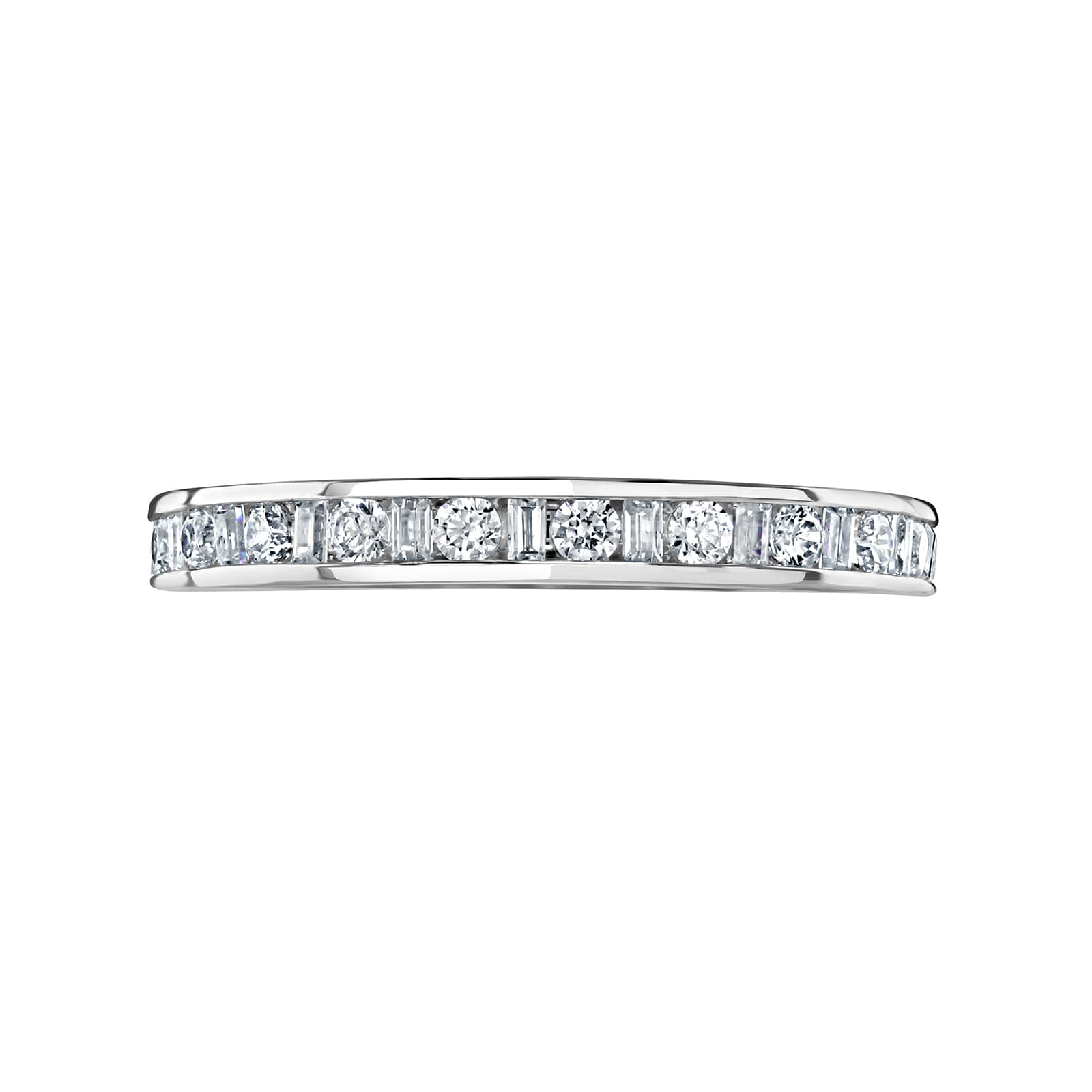 Platinum 0.50cttw Dot Dash Diamond Channel Set Full Eternity Ring - Ring Size V