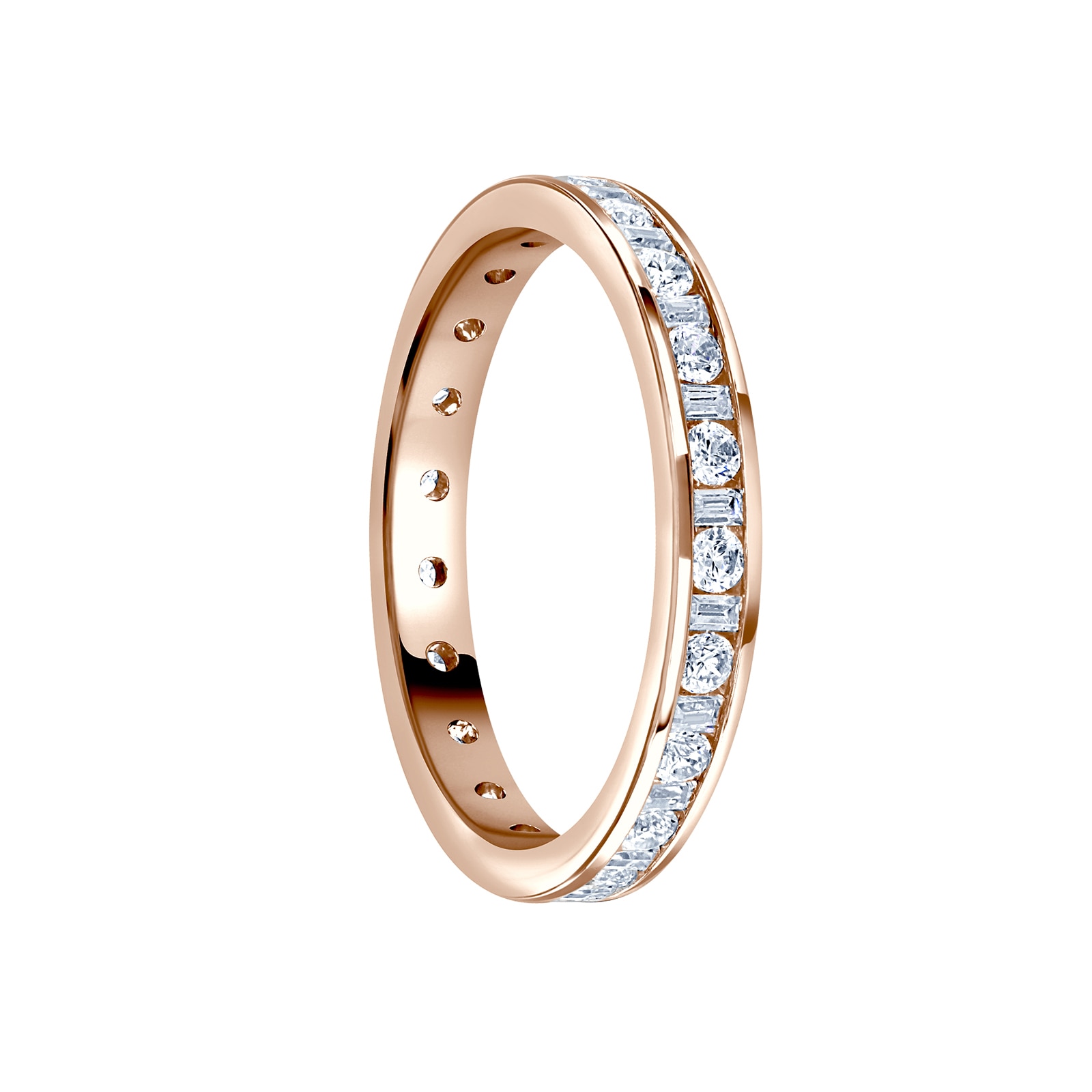 Mappin & Webb 18ct Rose Gold 0.50cttw Dot Dash Diamond Channel Set Full Eternity Ring