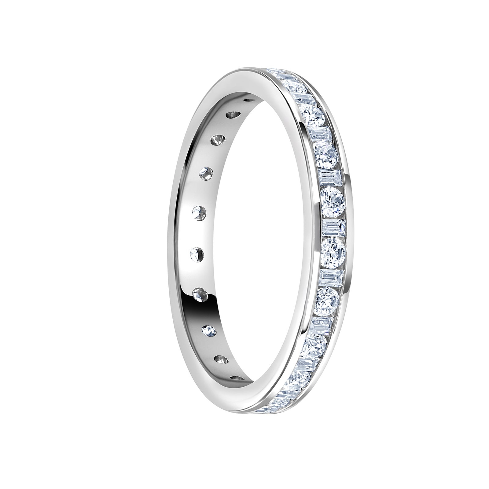 Mappin & Webb 18ct White Gold 0.50cttw Dot Dash Diamond Channel Set Full Eternity Ring