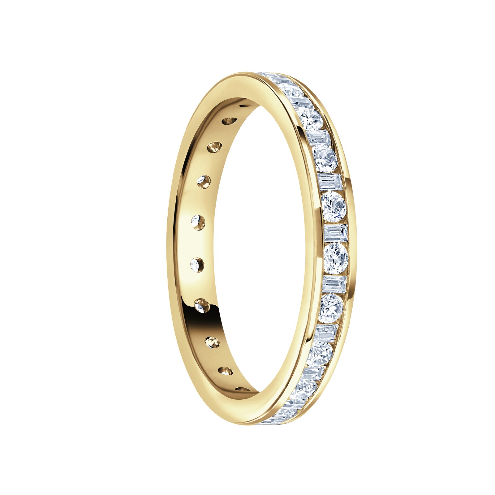 Mappin & Webb 18ct Yellow Gold 0.50cttw Dot Dash Diamond Channel Set Full Eternity Ring