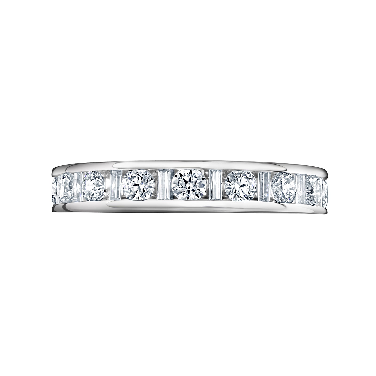 Platinum 1.50cttw Dot Dash Diamond Channel Set Full Eternity Ring - Ring Size L