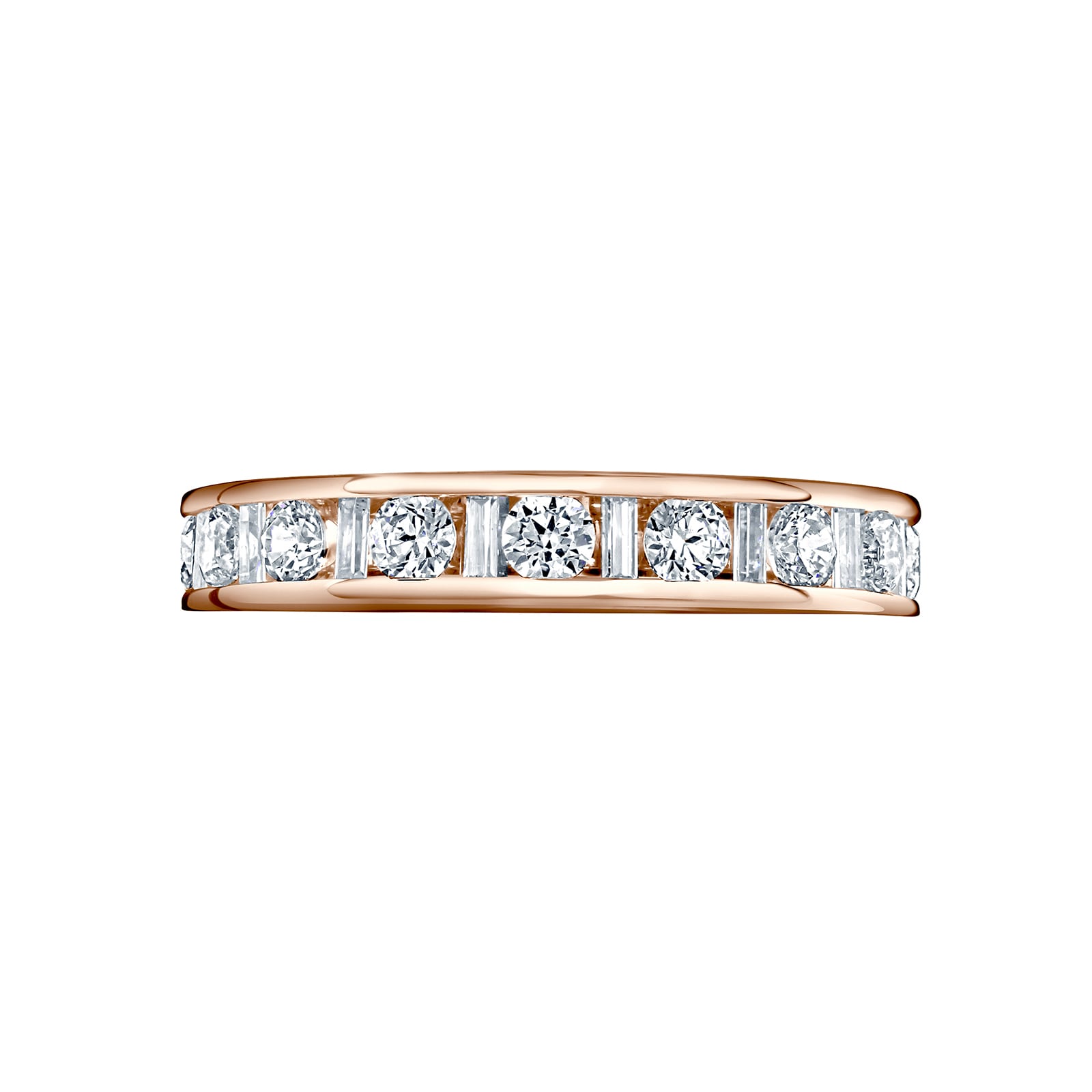 18ct Rose Gold 1.50cttw Dot Dash Diamond Channel Set Full Eternity Ring - Ring Size L