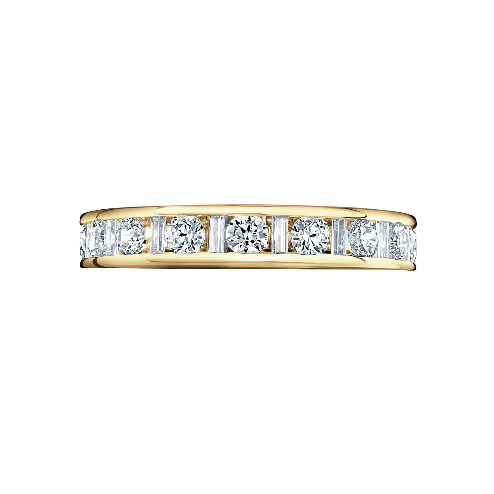 18ct Yellow Gold 1.50cttw Dot Dash Diamond Channel Set Full Eternity Ring - Ring Size J