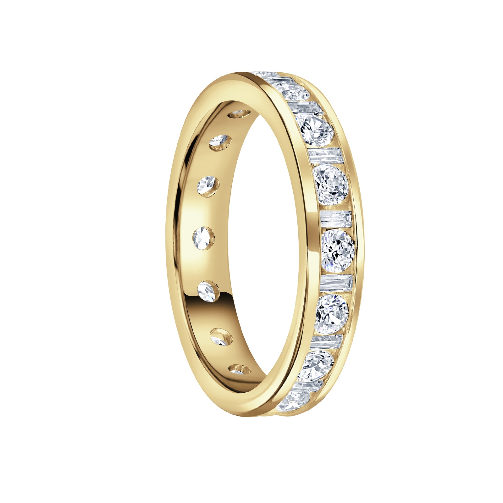 Mappin & Webb 18ct Yellow Gold 1.50cttw Dot Dash Diamond Channel Set Full Eternity Ring