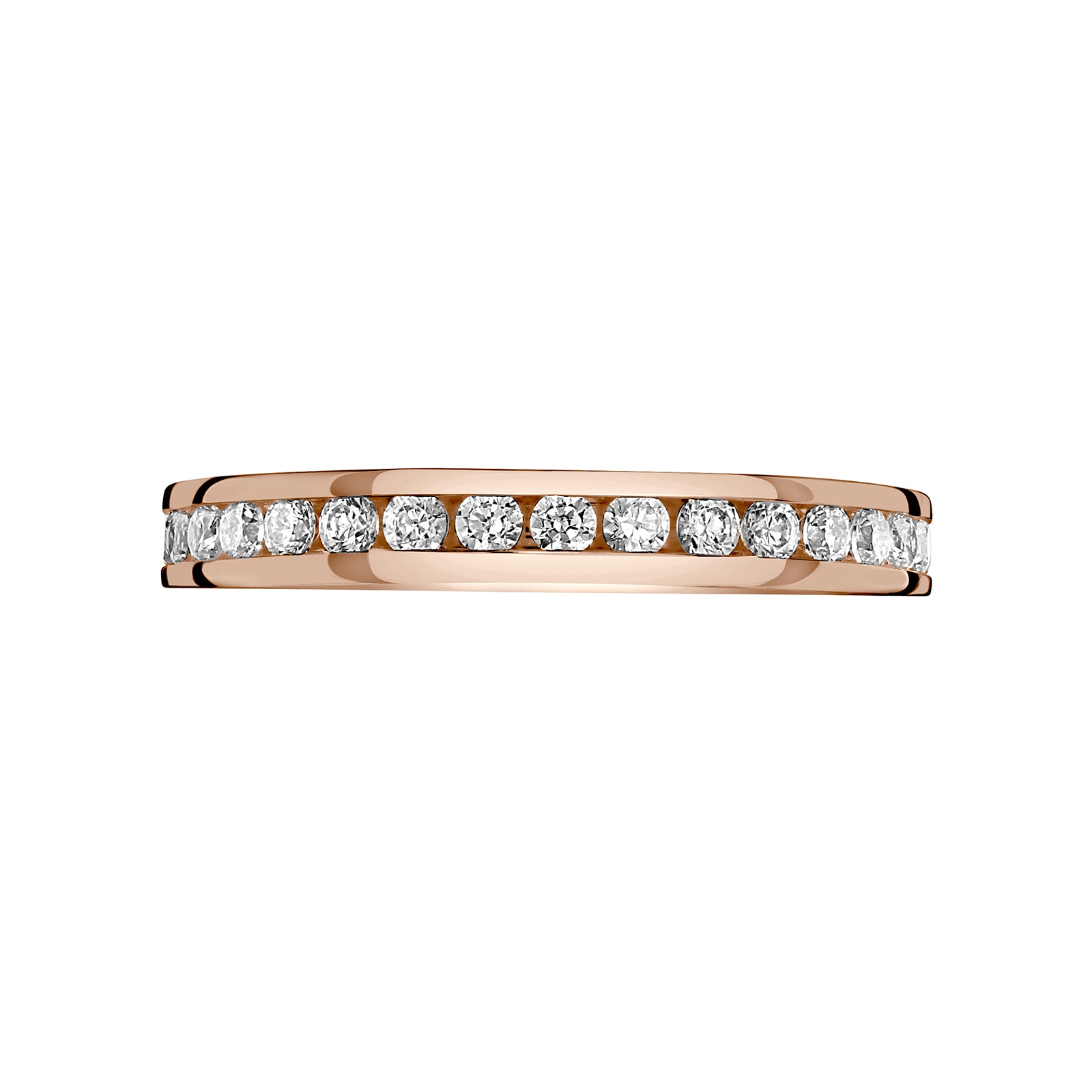 18ct Rose Gold 0.75cttw Round Brilliant Cut Diamond Channel Set Full Eternity Ring - Ring Size H