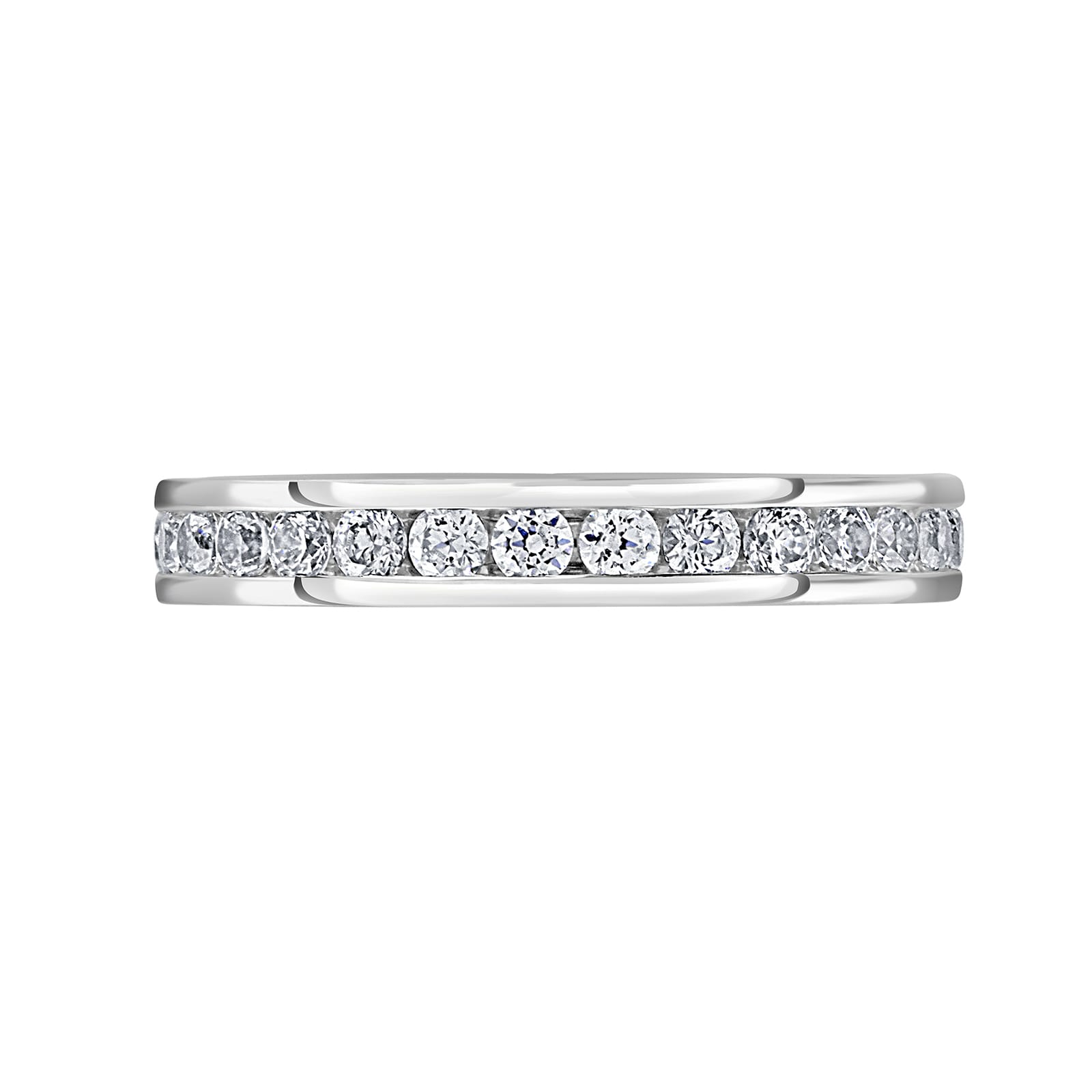 Platinum 1.00cttw Round Brilliant Cut Diamond Channel Set Full Eternity Ring - Ring Size V