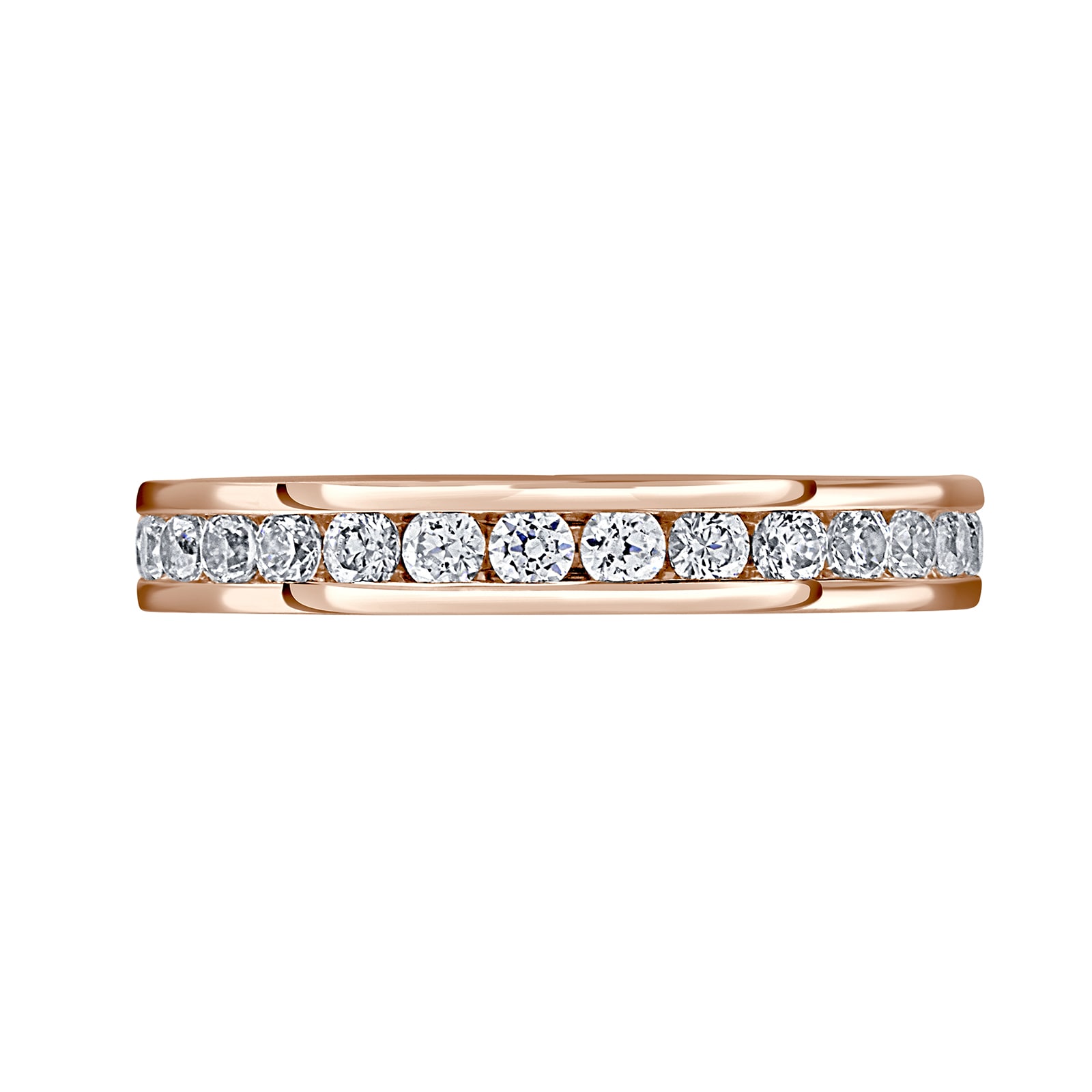 18ct Rose Gold 1.00cttw Round Brilliant Cut Diamond Channel Set Full Eternity Ring - Ring Size M