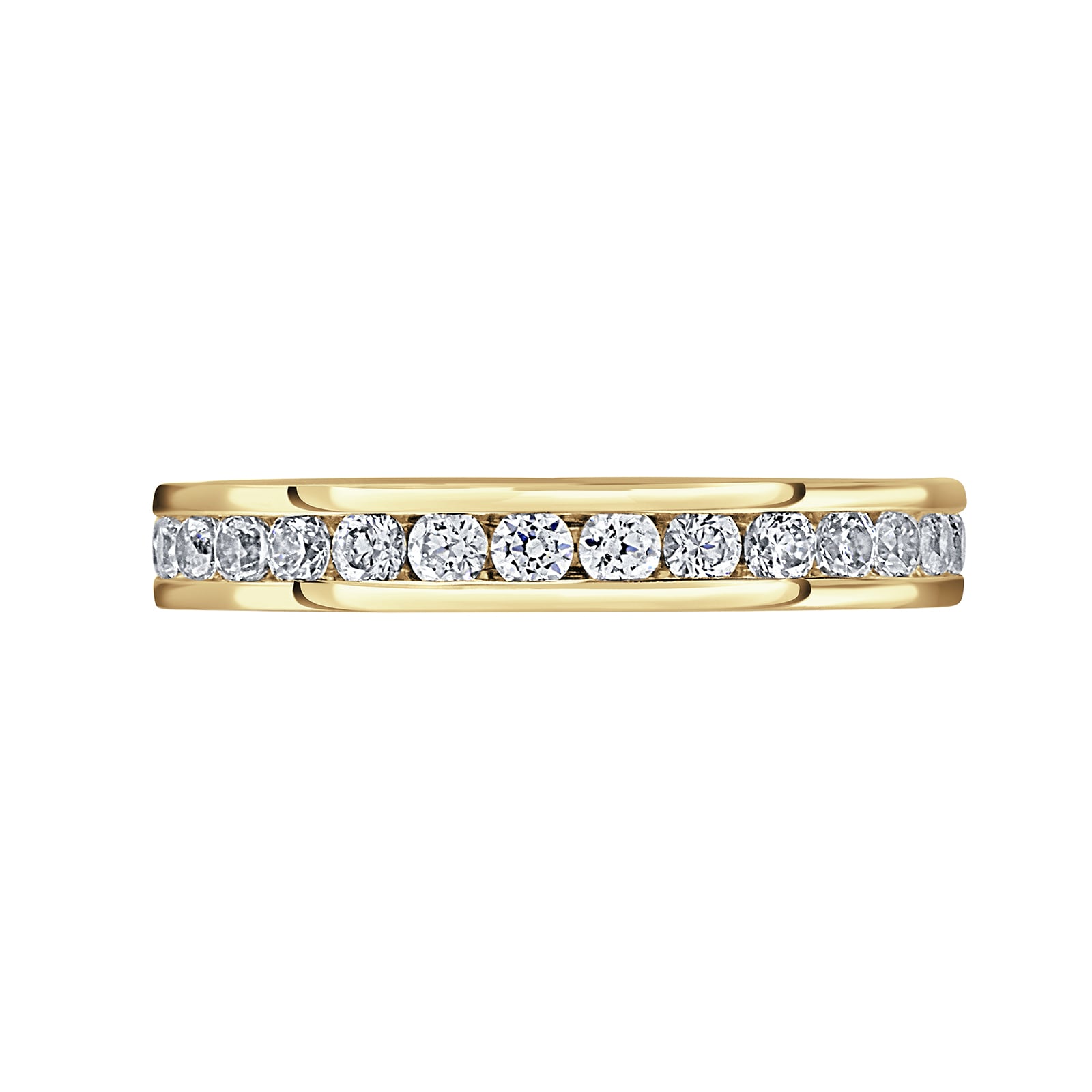 18ct Yellow Gold 1.00cttw Round Brilliant Cut Diamond Channel Set Full Eternity Ring - Ring Size Q