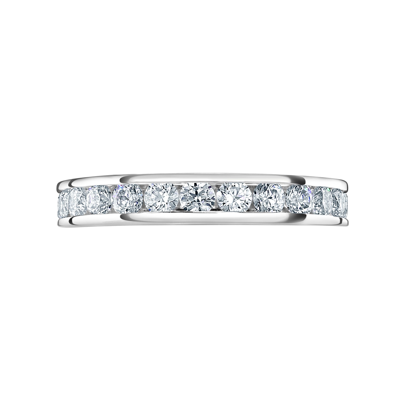 Platinum 1.50cttw Round Brilliant Cut Diamond Channel Set Full Eternity Ring - Ring Size L