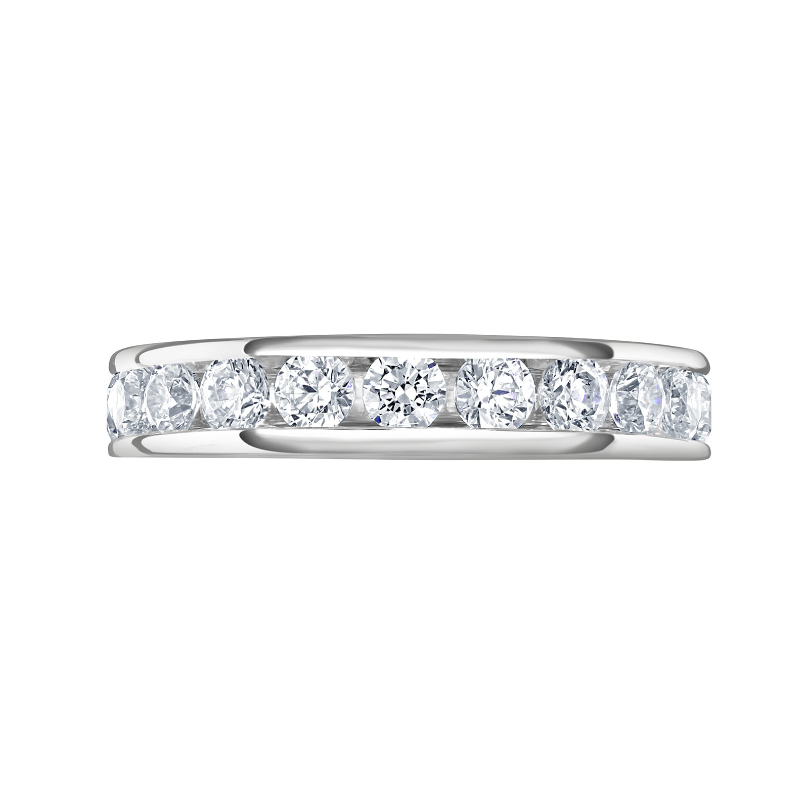 Platinum 2.00cttw Round Brilliant Cut Diamond Channel Set Full Eternity Ring - Ring Size R