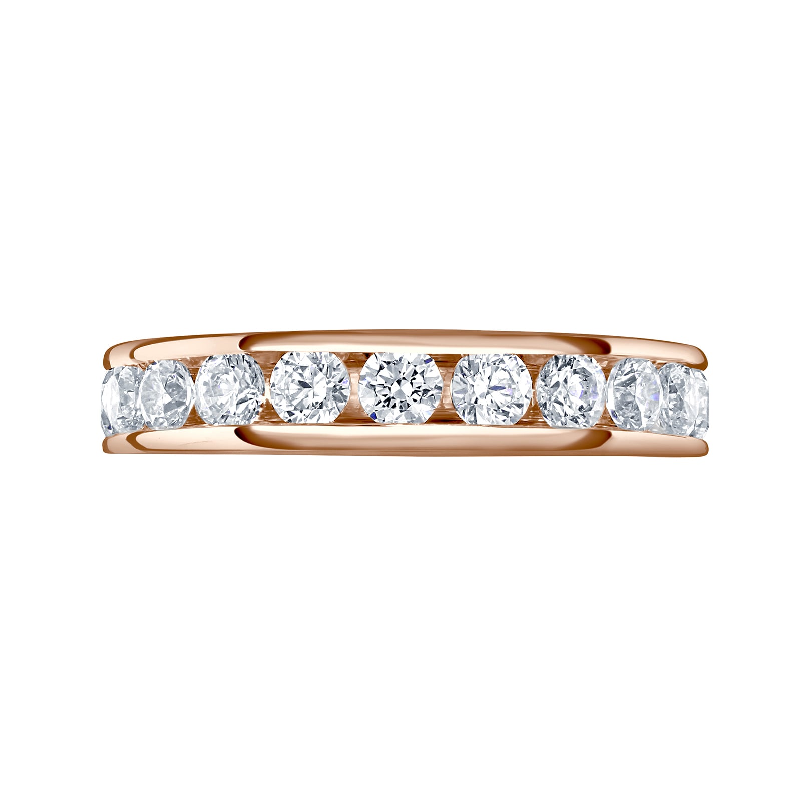 18ct Rose Gold 2.00cttw Round Brilliant Cut Diamond Channel Set Full Eternity Ring - Ring Size L