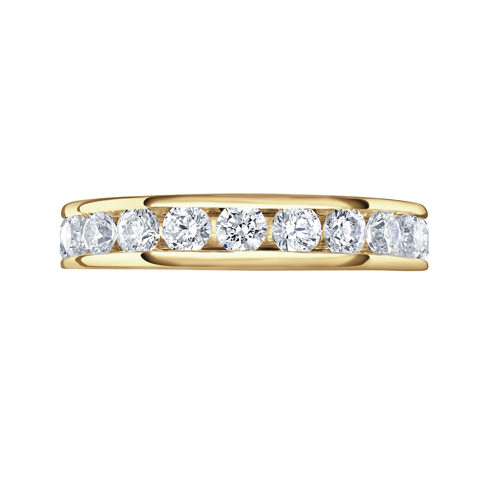 18ct Yellow Gold 2.00cttw Round Brilliant Cut Diamond Channel Set Full Eternity Ring - Ring Size R