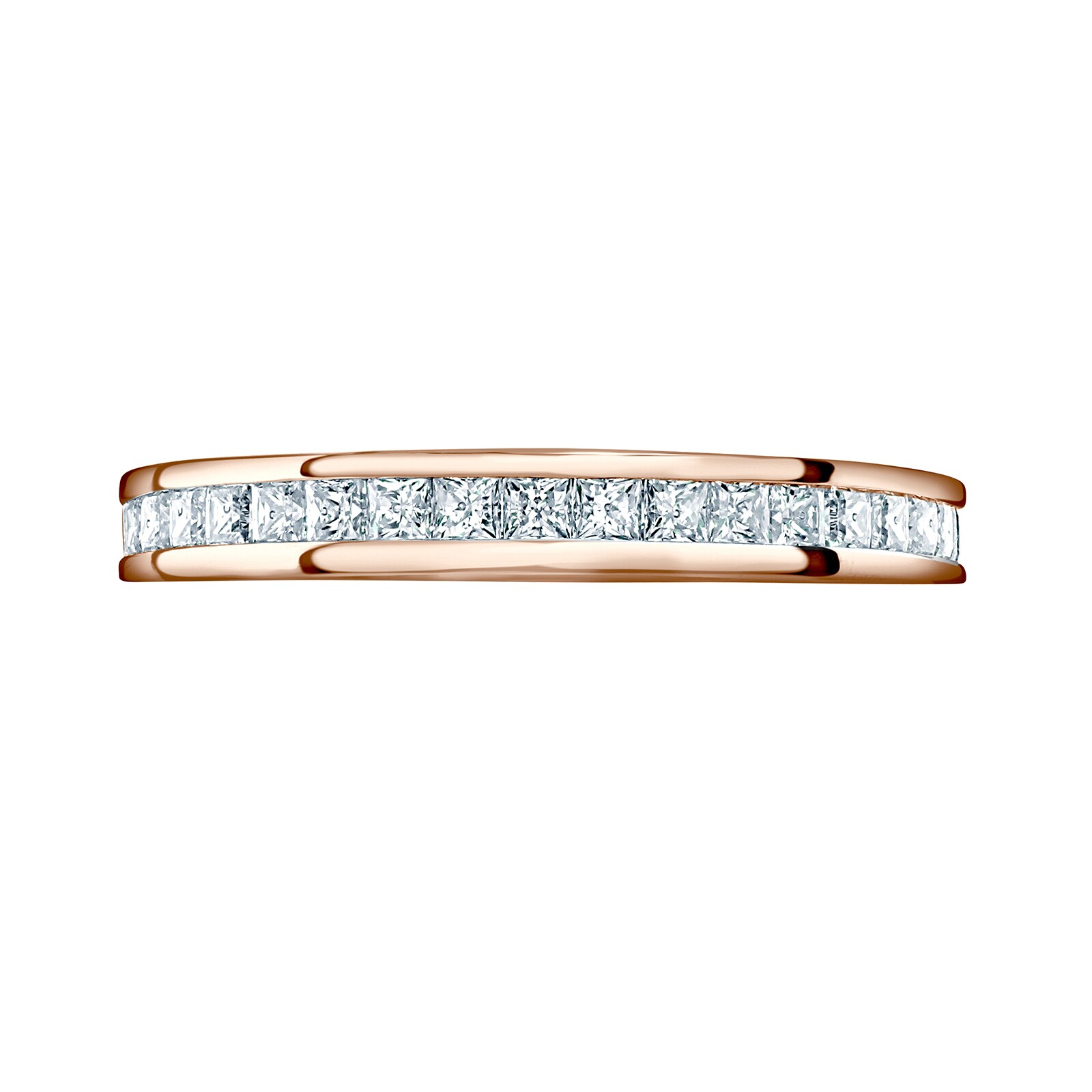 18ct Rose Gold 1.00cttw Princess Cut Diamond Channel Set Full Eternity Ring - Ring Size J