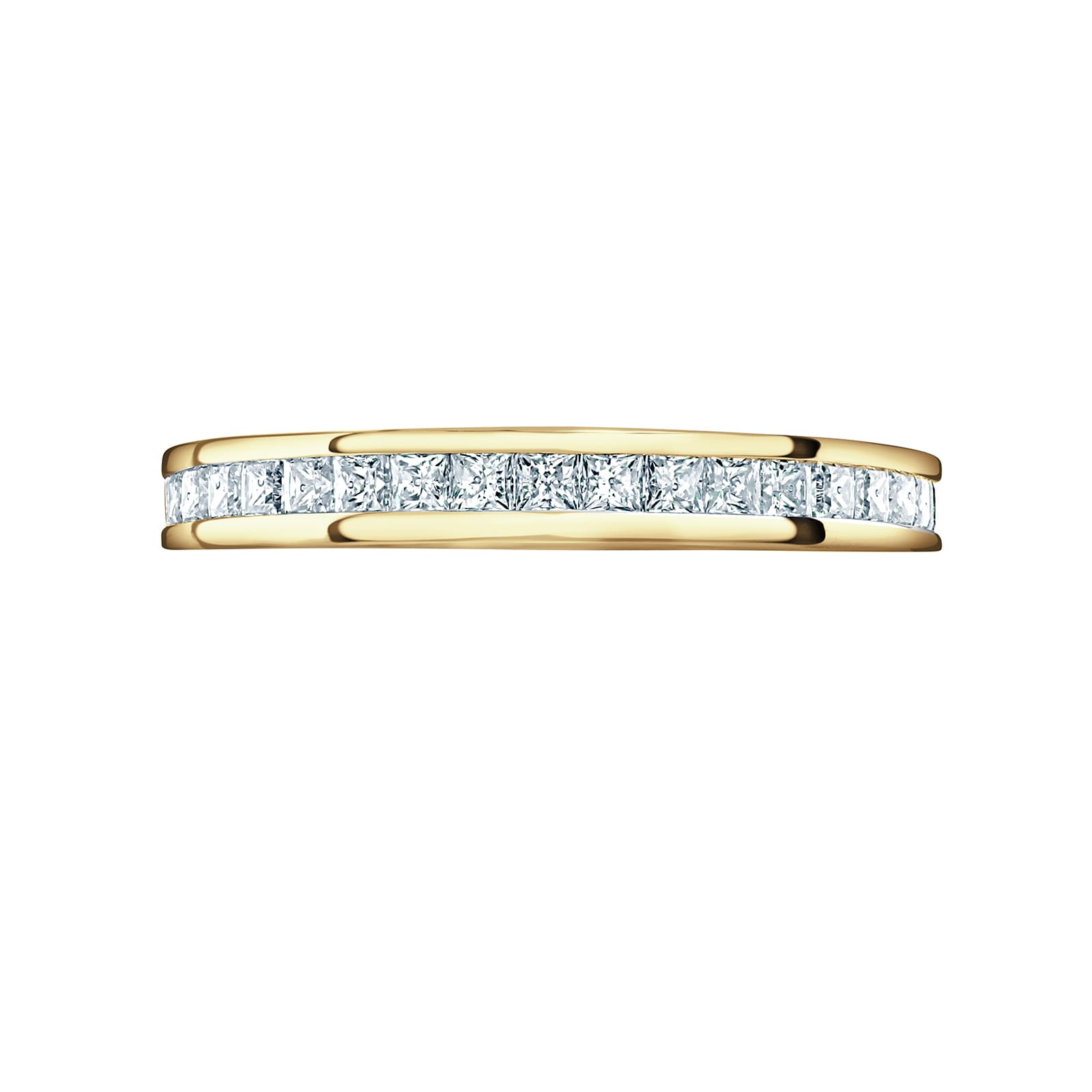 18ct Yellow Gold 1.00cttw Princess Cut Diamond Channel Set Full Eternity Ring - Ring Size G