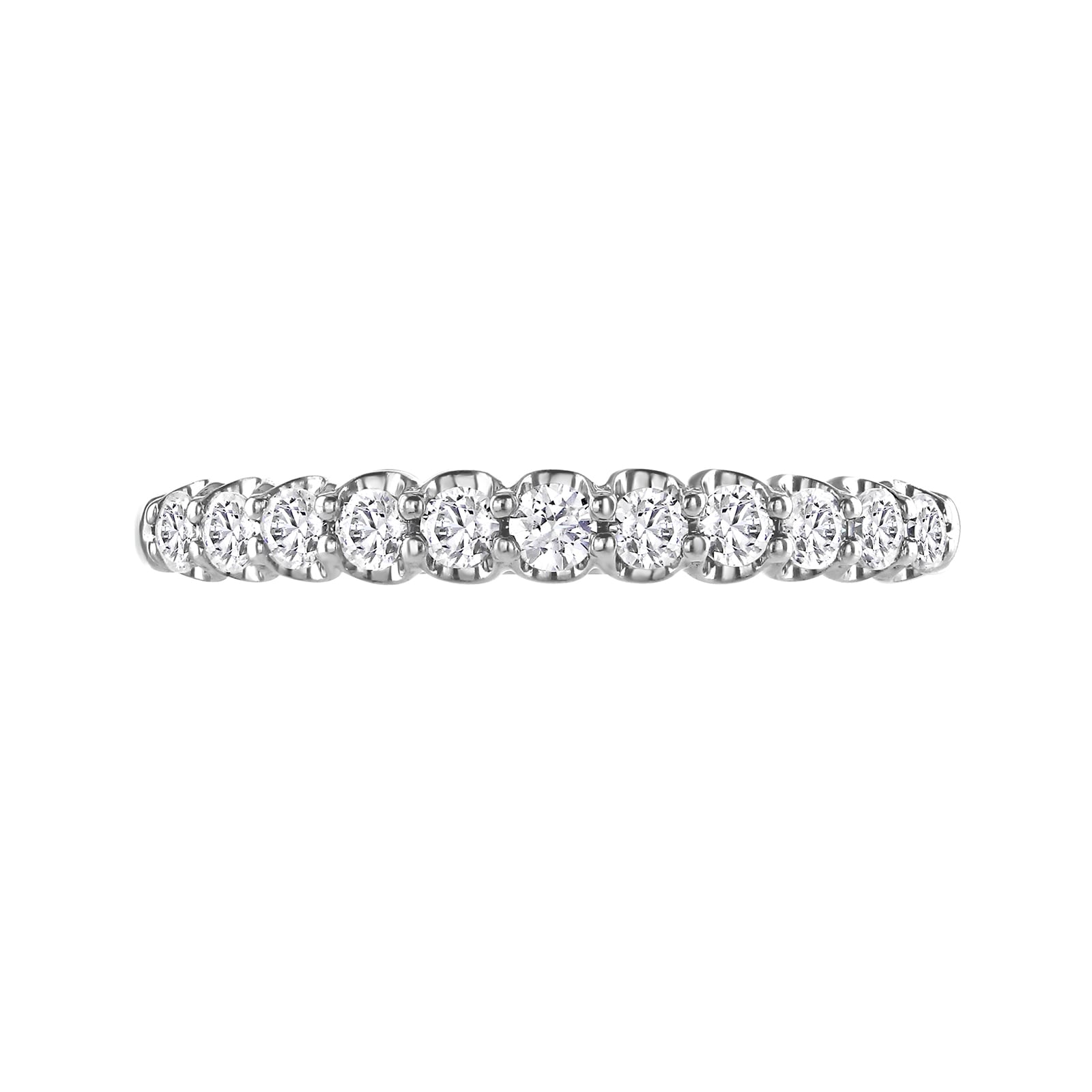 Platinum 0.34ct Round Brilliant Cut Diamond Cup Claw Half Eternity Ring - Ring Size I