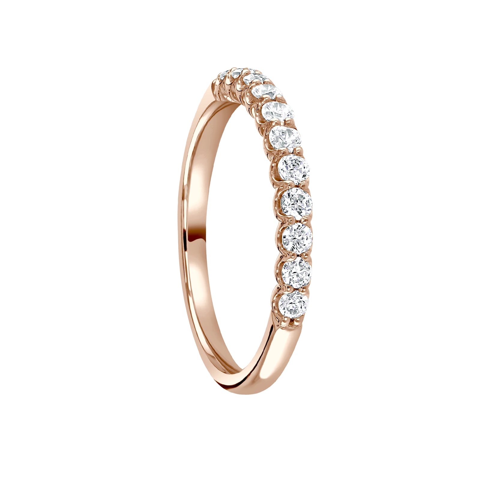 Mappin 
Webb 18ct Rose Gold 0.34ct Round Brilliant Cut Diamond Cup Claw Half Eternity Ring