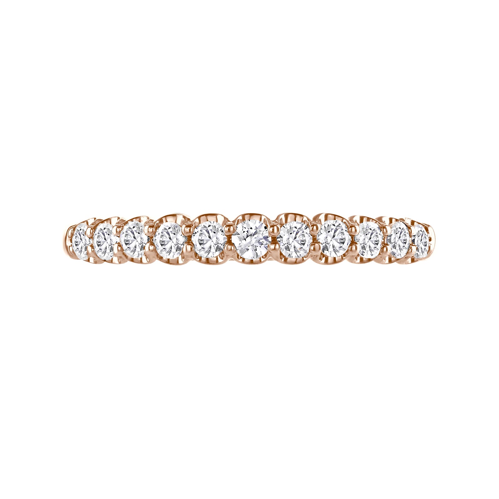 18ct Rose Gold 0.34ct Round Brilliant Cut Diamond Cup Claw Half Eternity Ring - Ring Size H