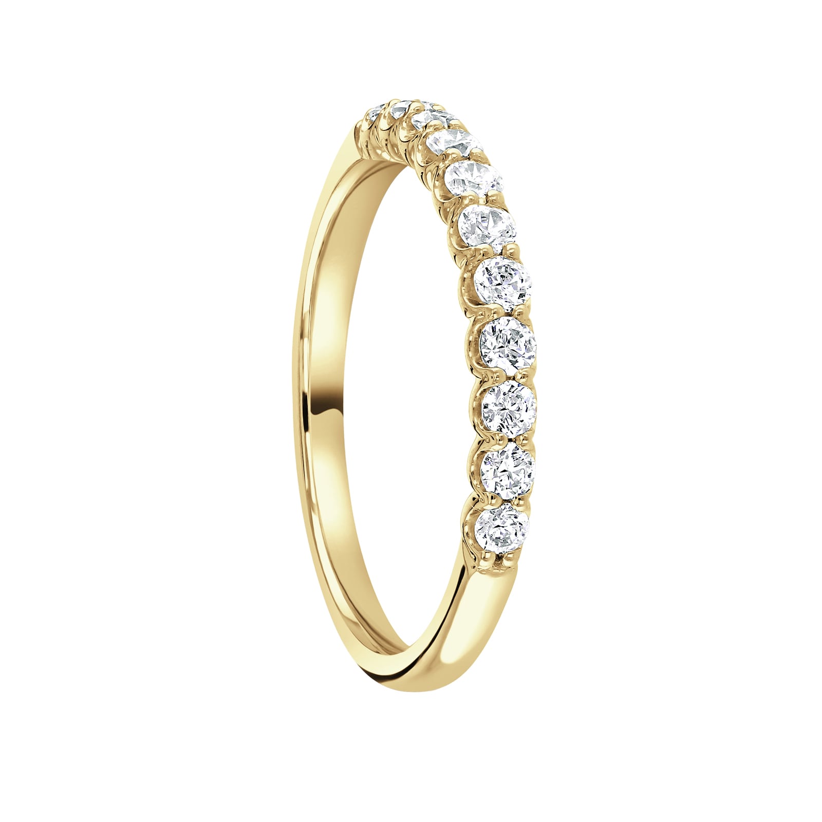 Mappin 
Webb 18ct Yellow Gold 0.34ct Round Brilliant Cut Diamond Cup Claw Half Eternity Ring