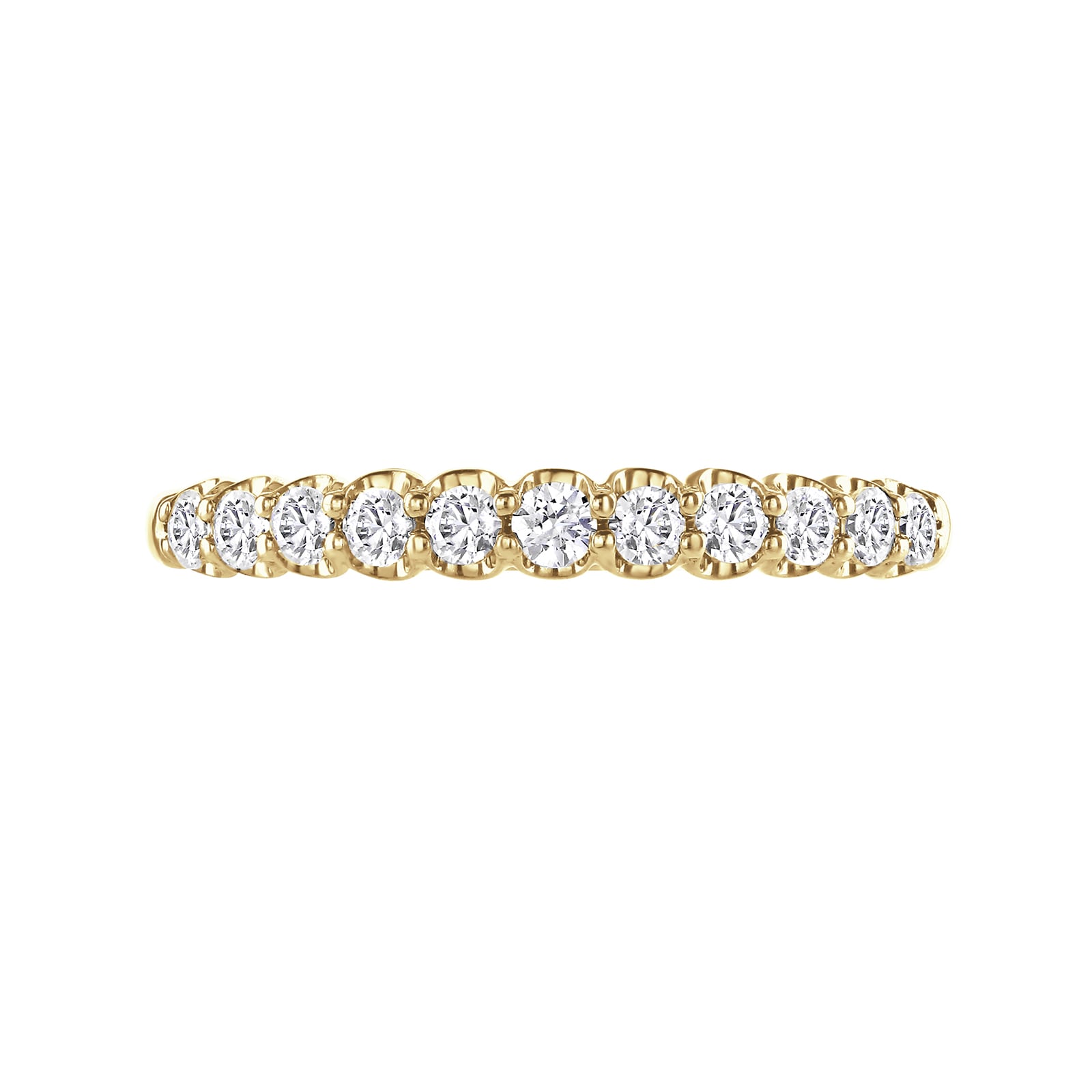 18ct Yellow Gold 0.34ct Round Brilliant Cut Diamond Cup Claw Half Eternity Ring - Ring Size W