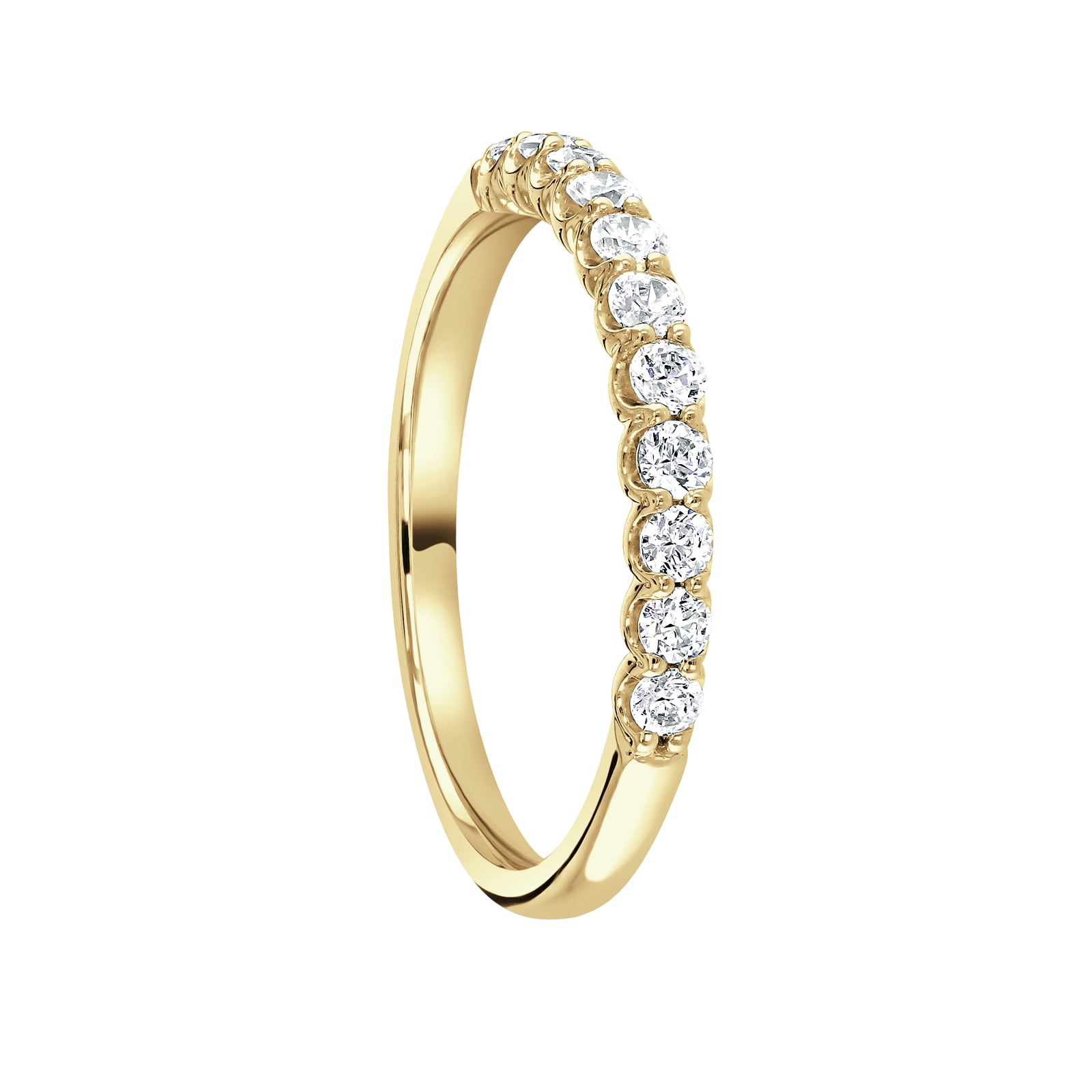 Mappin & Webb 18ct Yellow Gold 0.34ct Round Brilliant Cut Diamond Cup Claw Half Eternity Ring