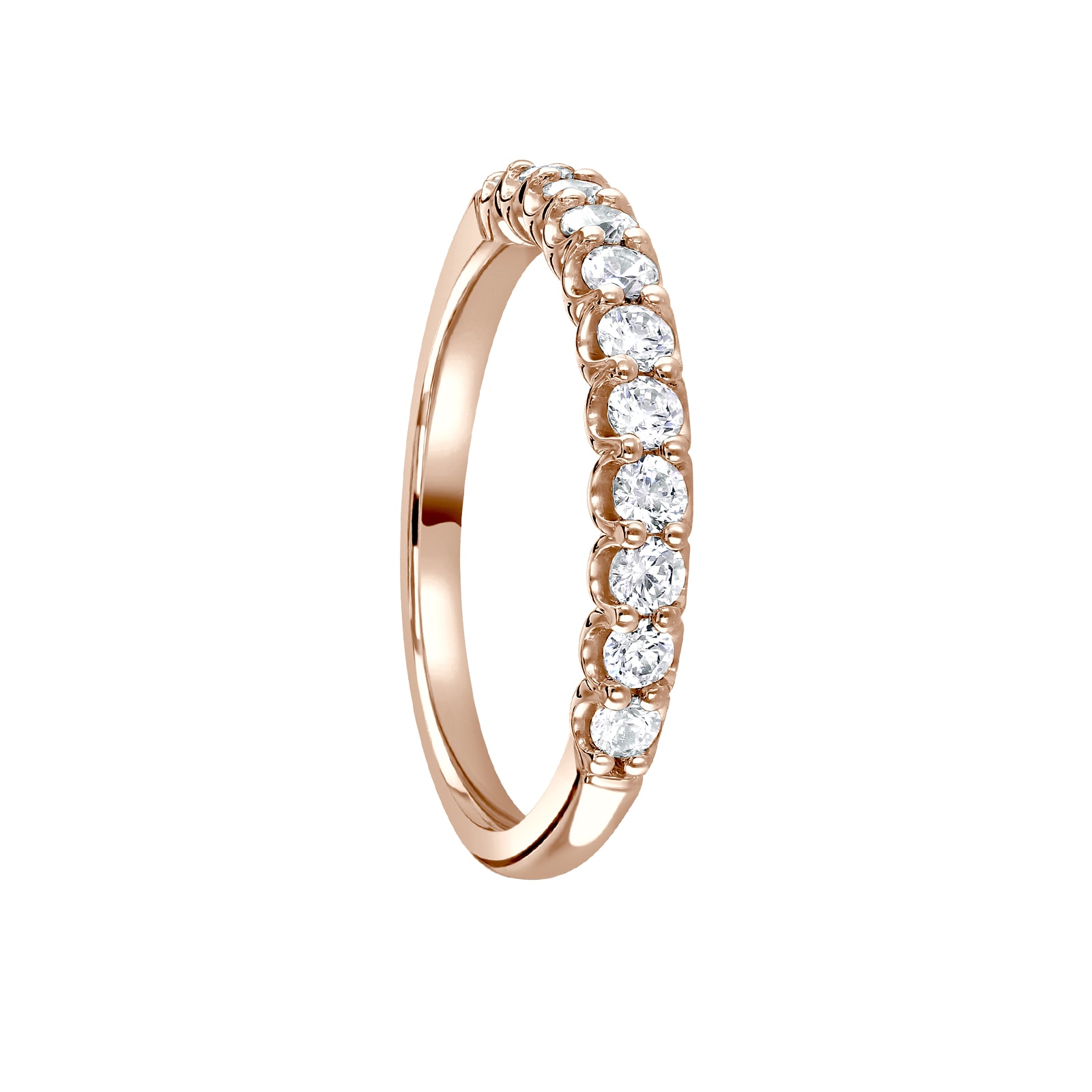 Mappin & Webb 18ct Rose Gold 0.50ct Round Brilliant Cut Diamond Cup Claw Half Eternity Ring