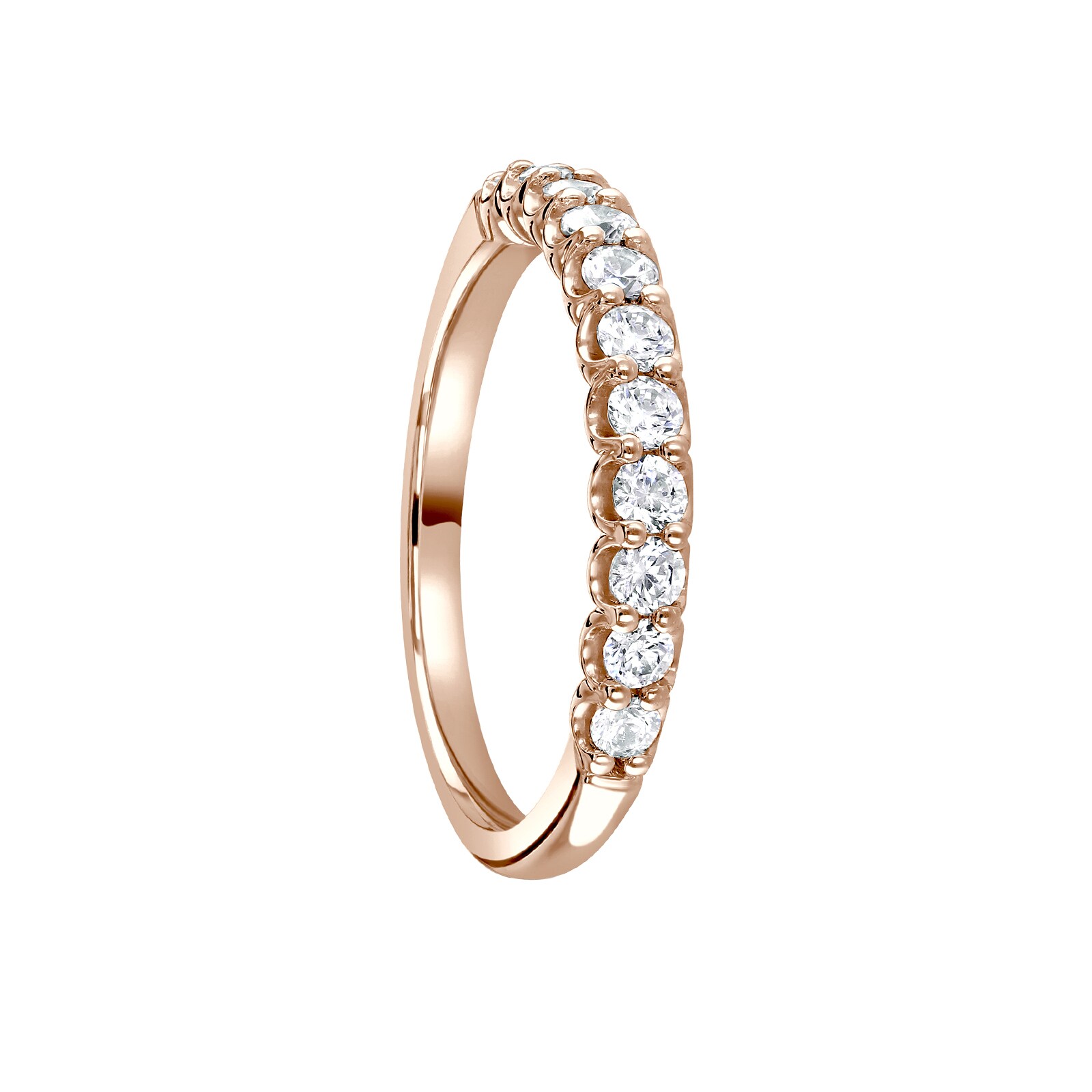Mappin 
Webb 18ct Rose Gold 0.50ct Round Brilliant Cut Diamond Cup Claw Half Eternity Ring