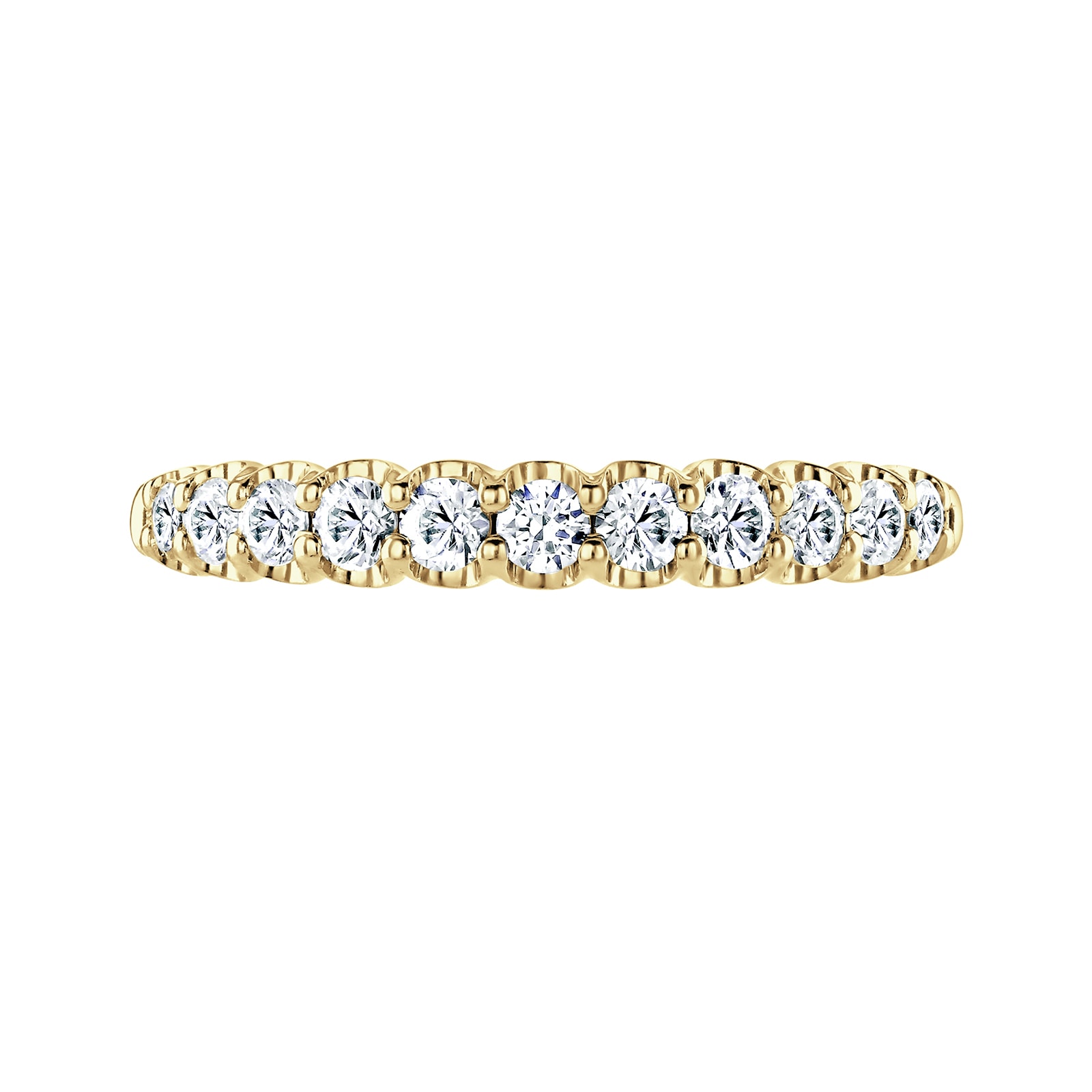 18ct Yellow Gold 0.50ct Round Brilliant Cut Diamond Cup Claw Half Eternity Ring - Ring Size T