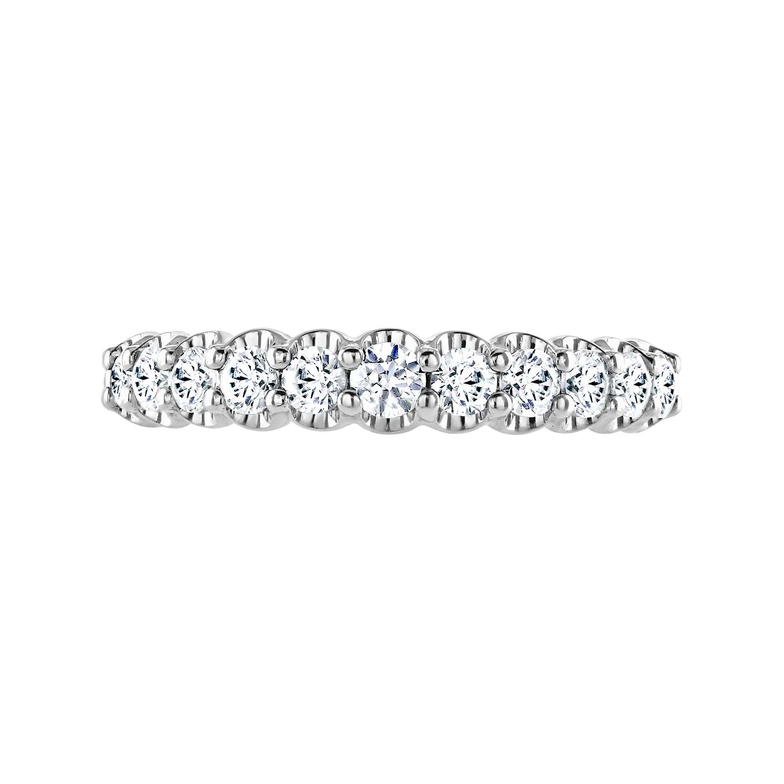 Platinum 0.75ct Round Brilliant Cut Diamond Cup Claw Half Eternity Ring - Ring Size L