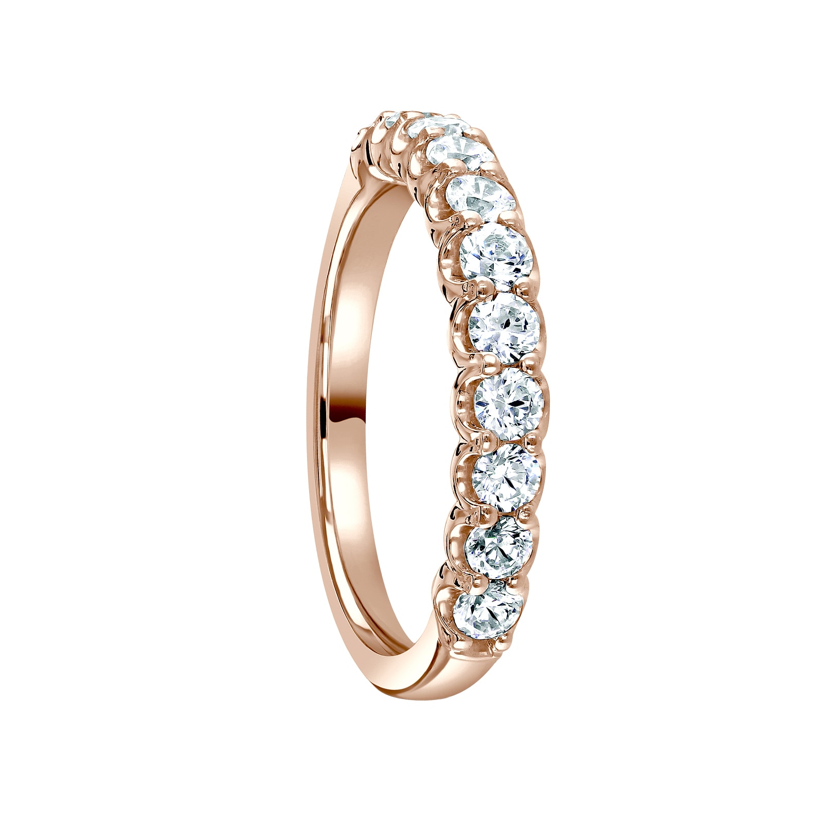Mappin & Webb 18ct Rose Gold 0.75ct Round Brilliant Cut Diamond Cup Claw Half Eternity Ring Mappin & Webb 18ct Rose Gold 0.75ct Round Brilliant Cut Diamond Cup Claw Half Eternity Ring