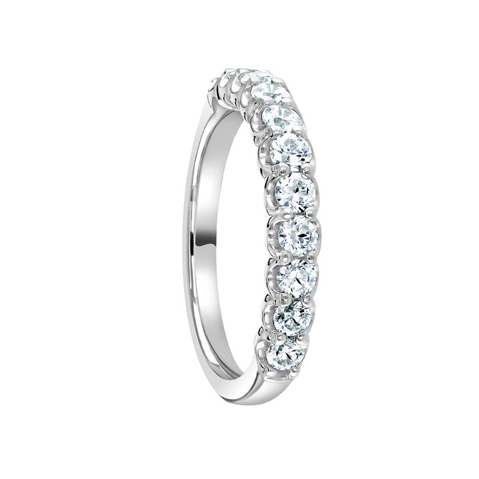 Mappin & Webb 18ct White Gold 0.75ct Round Brilliant Cut Diamond Cup Claw Half Eternity Ring