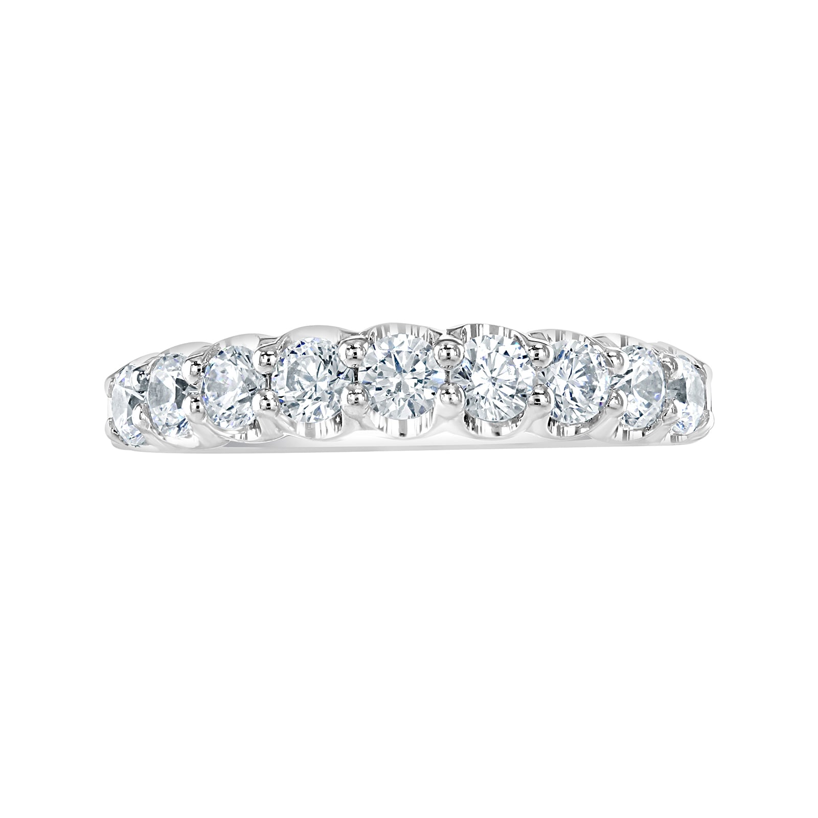 Platinum 0.95ct Round Brilliant Cut Diamond Cup Claw Half Eternity Ring - Ring Size K