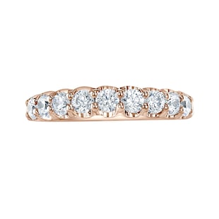 Mappin & Webb 18ct Rose Gold 0.95ct Round Brilliant Cut Diamond Cup Claw Half Eternity Ring