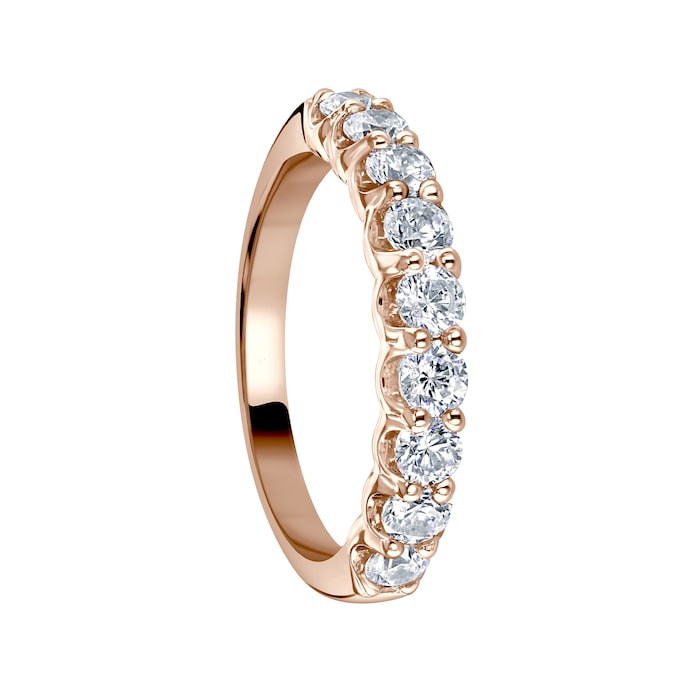 Mappin & Webb 18ct Rose Gold 0.95ct Round Brilliant Cut Diamond Cup Claw Half Eternity Ring
