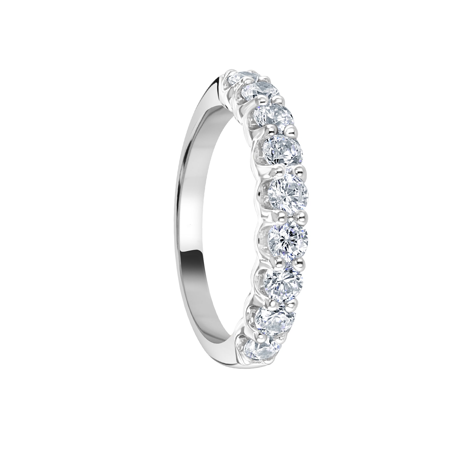 Mappin 
Webb 18ct White Gold 0.95ct Round Brilliant Cut Diamond Cup Claw Half Eternity Ring