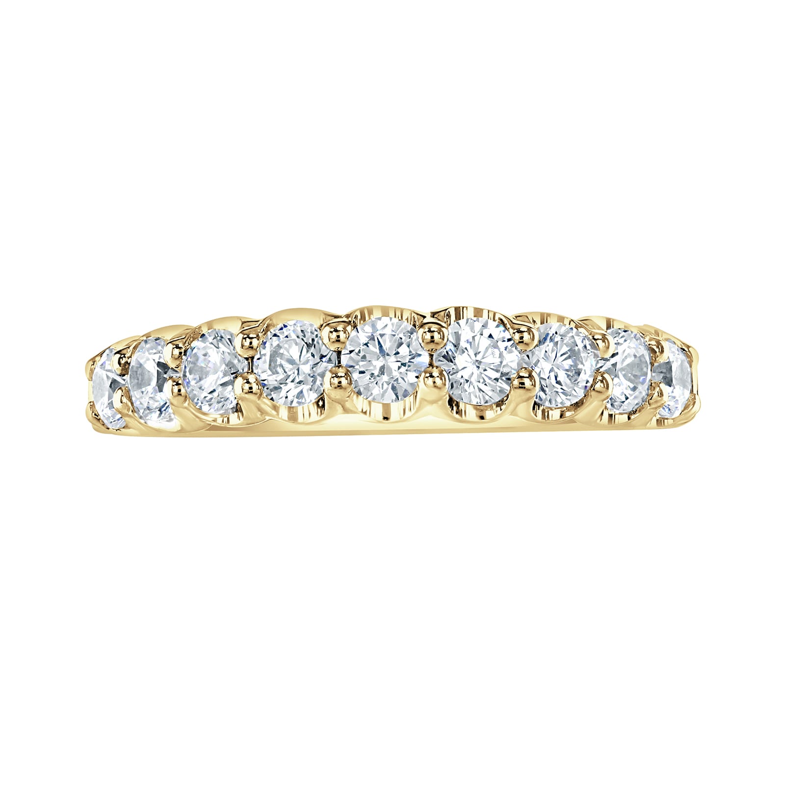 18ct Yellow Gold 0.95ct Round Brilliant Cut Diamond Cup Claw Half Eternity Ring - Ring Size N