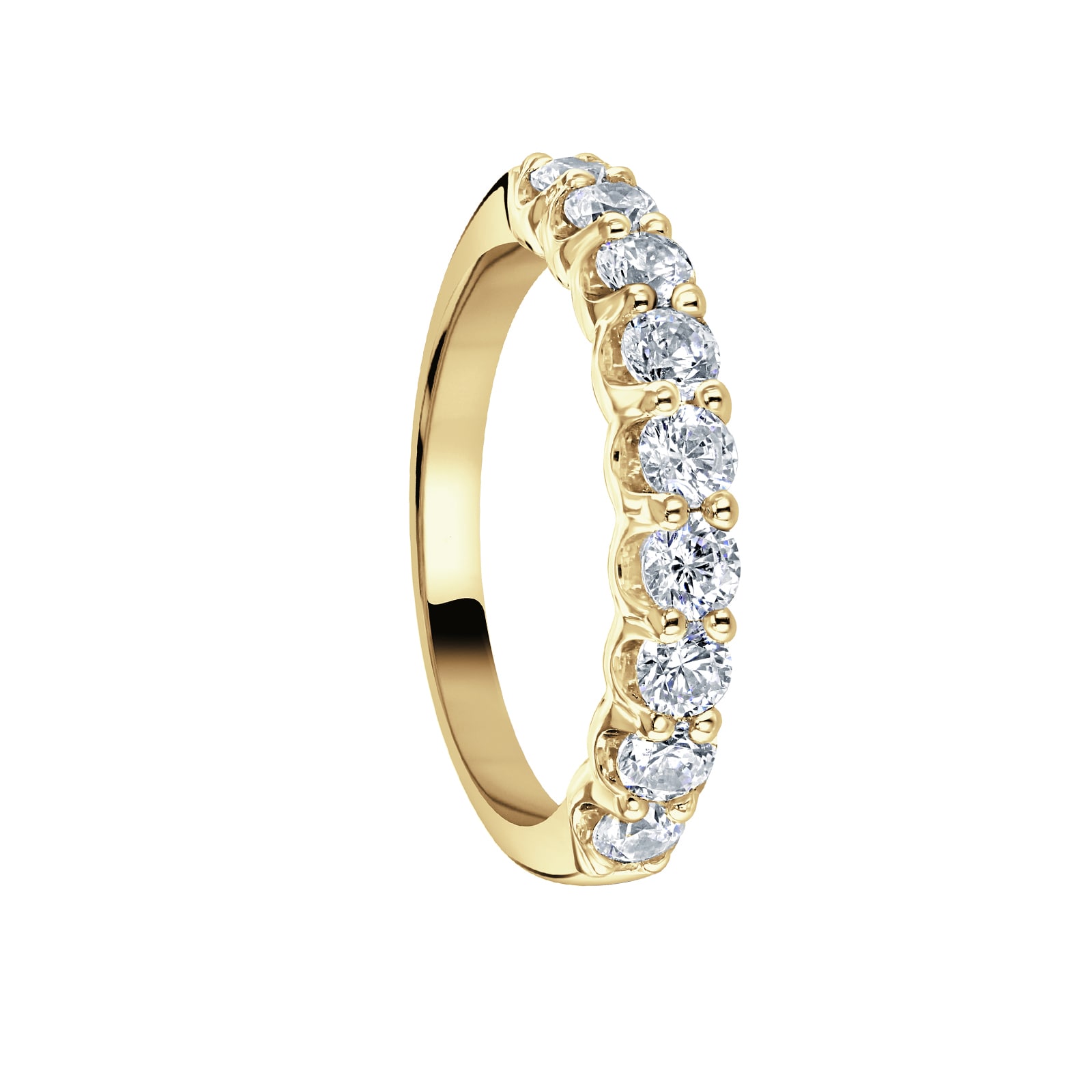 Mappin & Webb 18ct Yellow Gold 0.95ct Round Brilliant Cut Diamond Cup Claw Half Eternity Ring