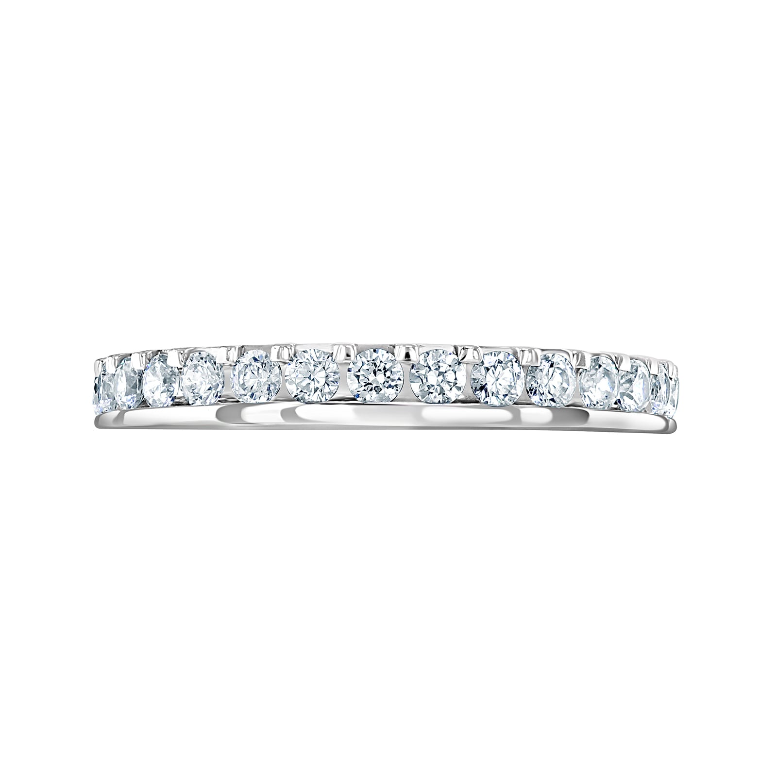 Platinum 0.75ct Round Brilliant Cut Diamond Asymmetric Crown Setting Full Eternity Ring - Ring Size Q