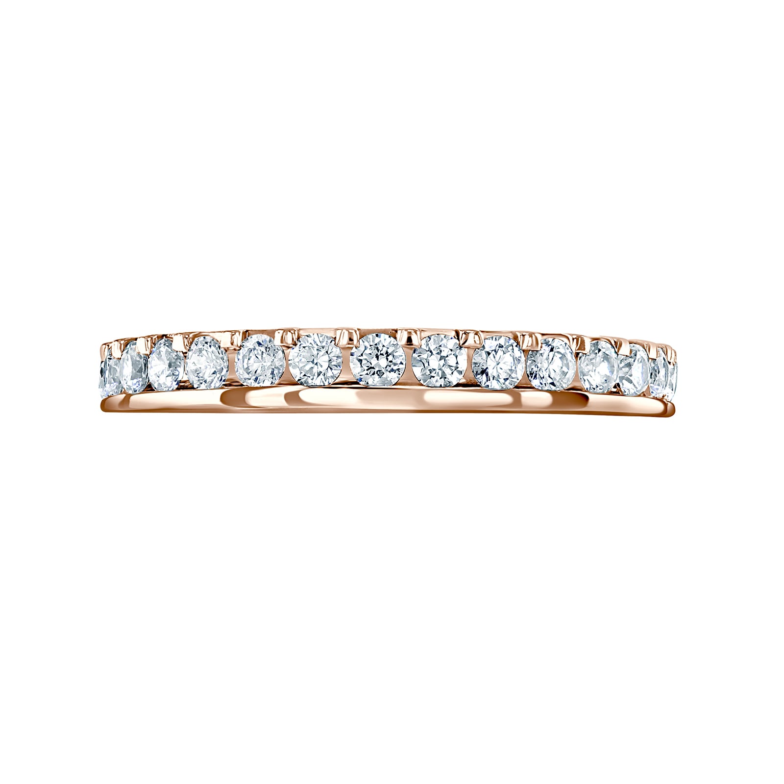 18ct Rose Gold 0.75ct Round Brilliant Cut Diamond Asymmetric Crown Setting Full Eternity Ring - Ring Size V