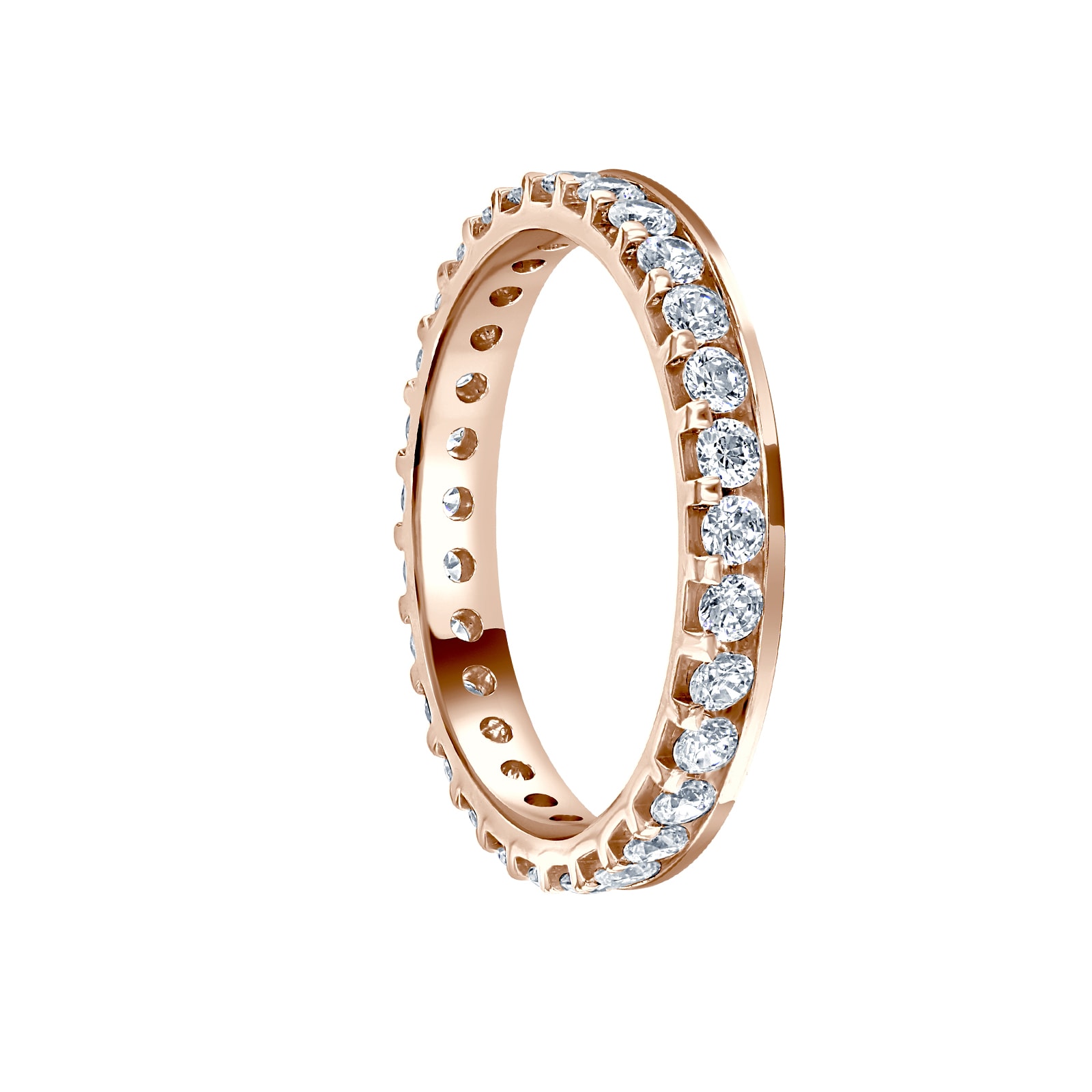 Mappin & Webb 18ct Rose Gold 0.75ct Round Brilliant Cut Diamond Asymmetric Crown Setting Full Eternity Ring