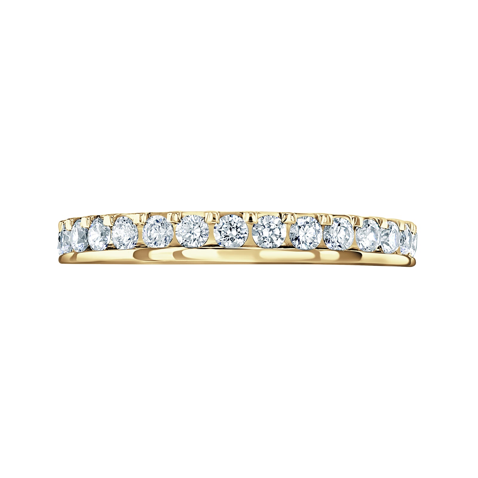 18ct Yellow Gold 0.75ct Round Brilliant Cut Diamond Asymmetric Crown Setting Full Eternity Ring - Ring Size F