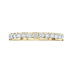 06507229 - 18ct Yellow Gold 0.75ct Round Brilliant Cut Diamond Asymmetric Crown Setting Full Eternity Ring