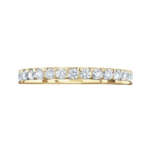 Mappin & Webb 18ct Yellow Gold 0.75ct Round Brilliant Cut Diamond Asymmetric Crown Setting Full Eternity Ring