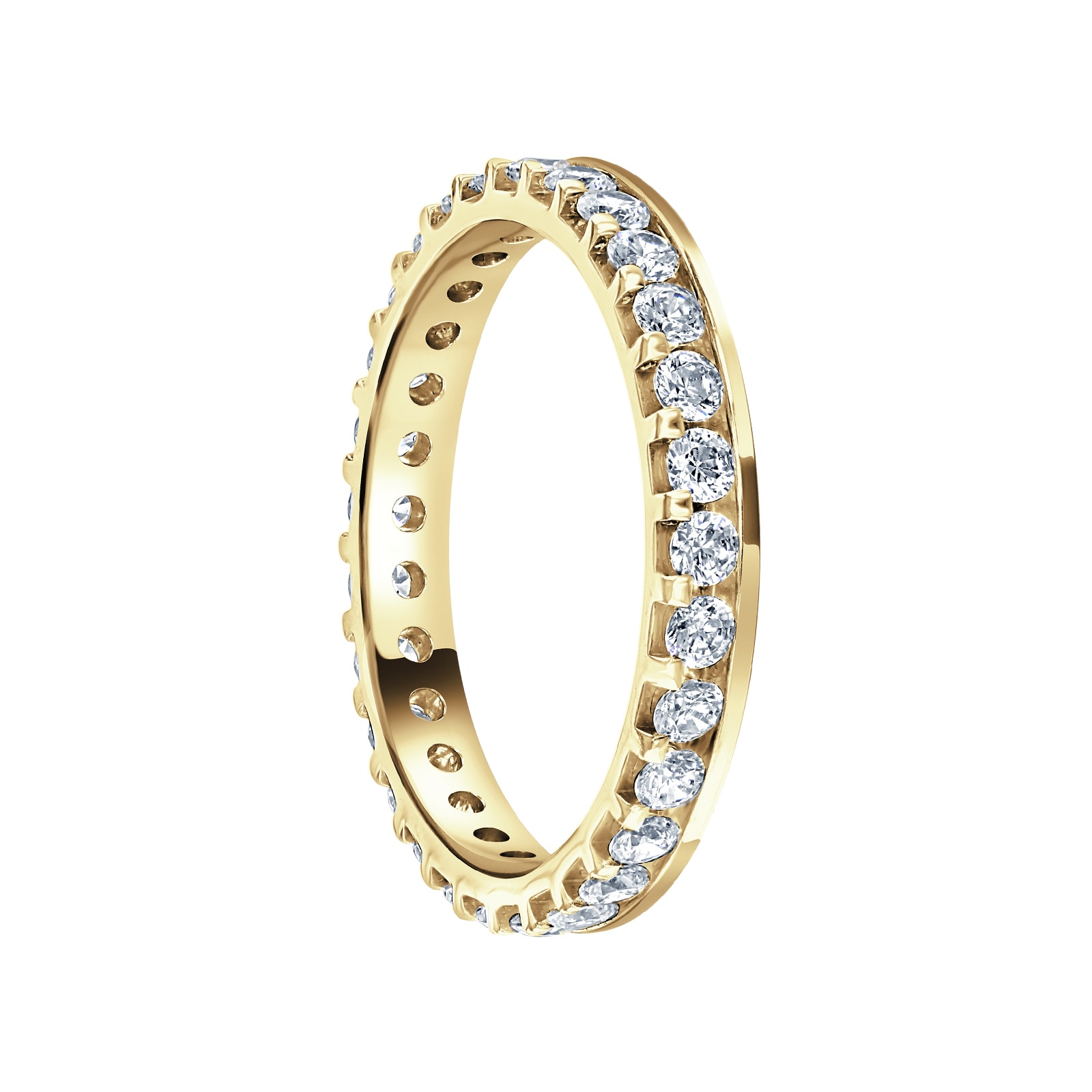 Mappin & Webb 18ct Yellow Gold 0.75ct Round Brilliant Cut Diamond Asymmetric Crown Setting Full Eternity Ring